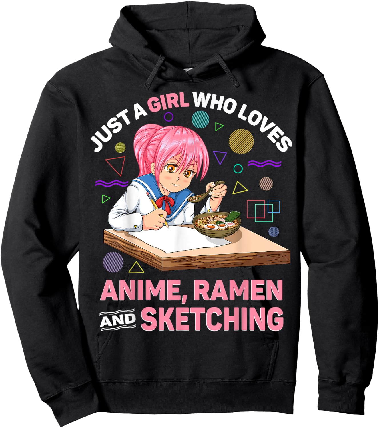 Just A Girl Who Loves Anime Ramen and Sketching Anime Gifts Hoodie - Hoodie | Black
