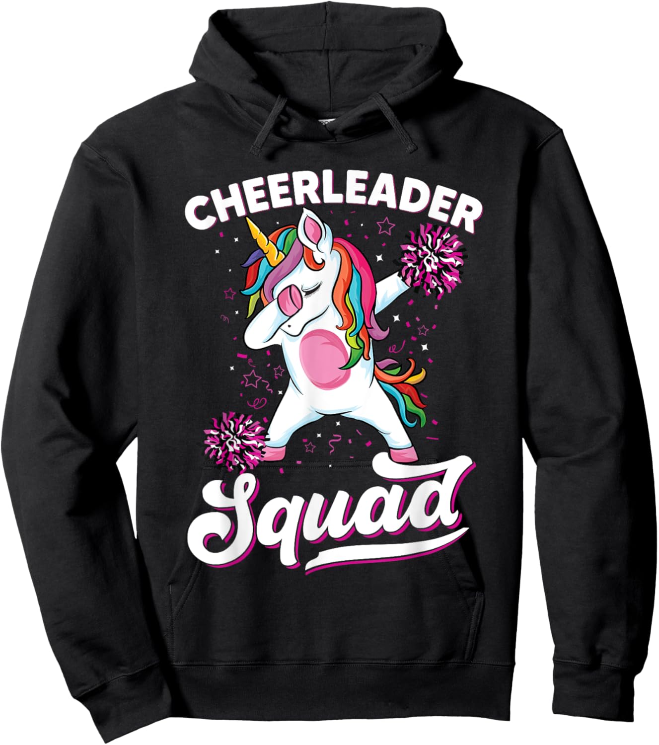 Magical cute dabbing unicorn cheerleader Funny Cheerleading Hoodie - Hoodie | Black