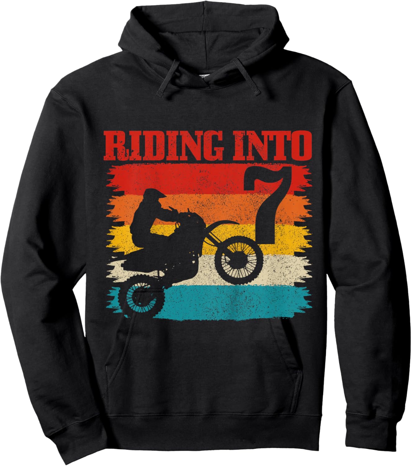 Riding Into 7 Motocross 7th Birthday Dirt Bike Enduro Hoodie - Hoodie | Black