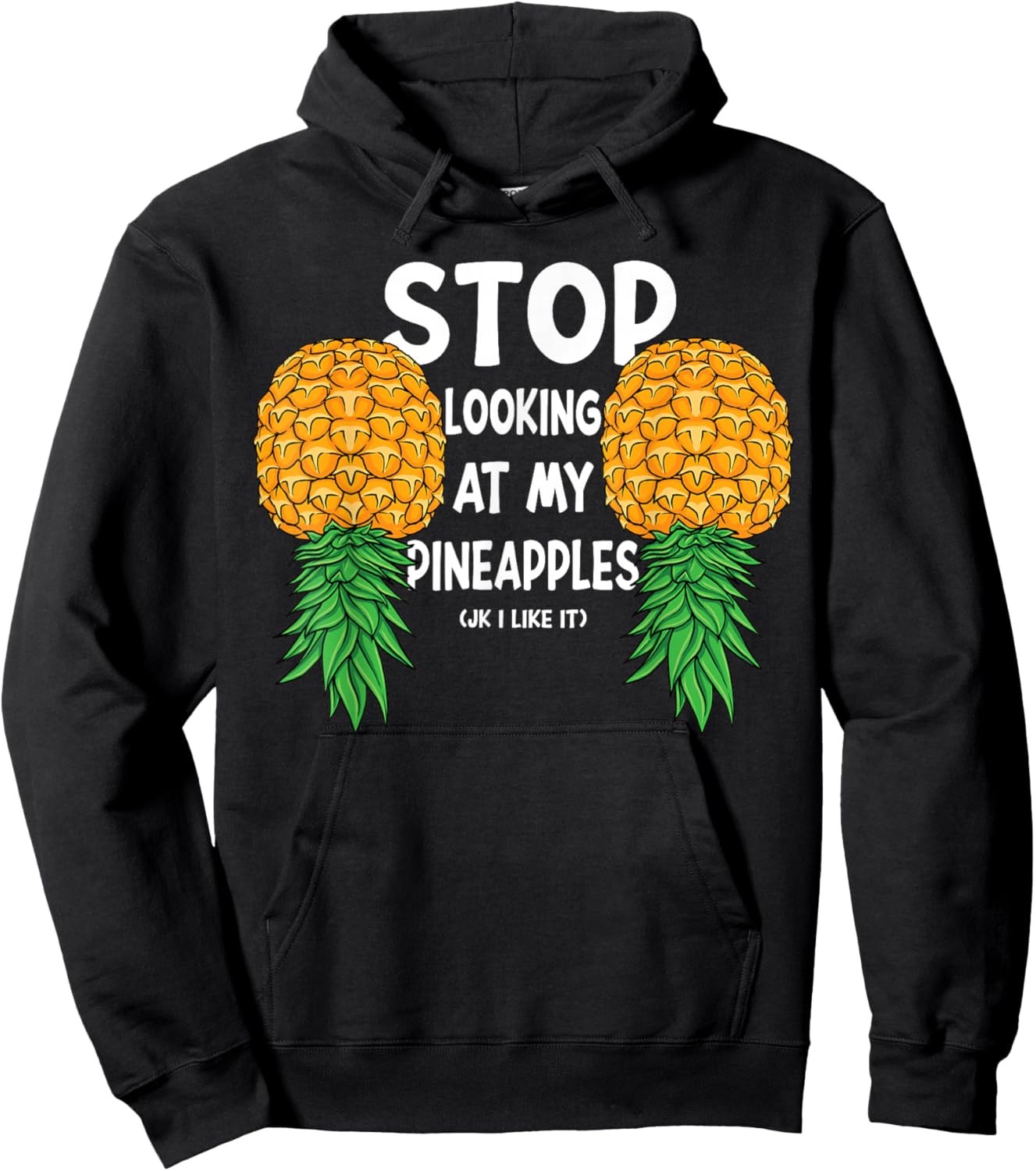 Funny Swinger Stop Looking at My Upside Down Pineapples Hoodie - Hoodie | Black