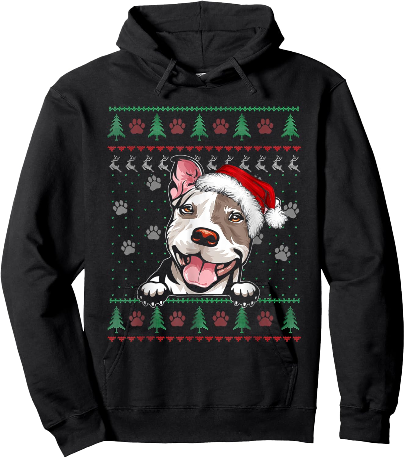 Pitbull Christmas Ugly Sweater Funny Pit Bull Lover Xmas Hoodie - Hoodie | Black