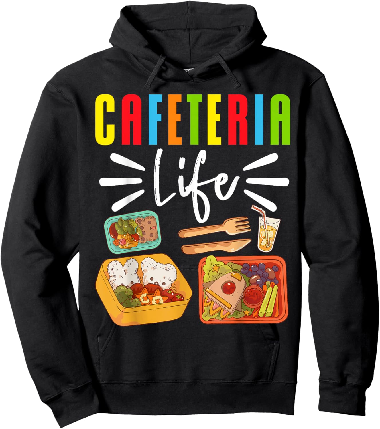 School Cafeteria Worker Lunch Lady Food Trays Cafeteria Life Hoodie - Hoodie | Black