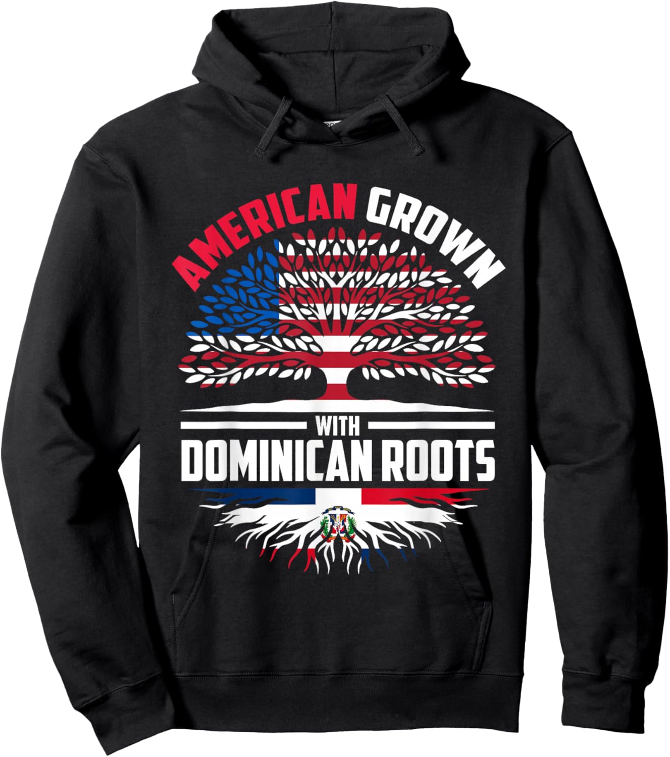 American Grown With Dominican Roots Dominican Republic Flag Hoodie - Hoodie | Black