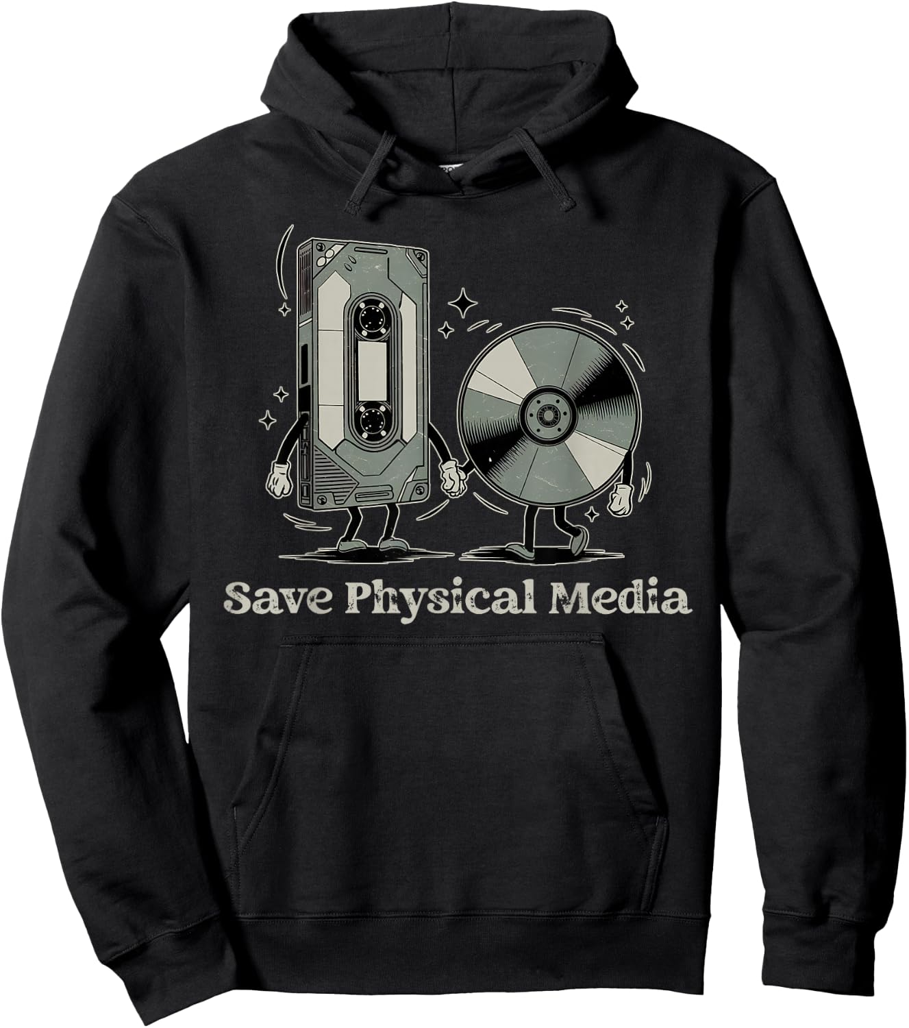 Save Physical Media - VHS CD DVD Blu-ray Vinyl Record Hoodie - Hoodie | Black