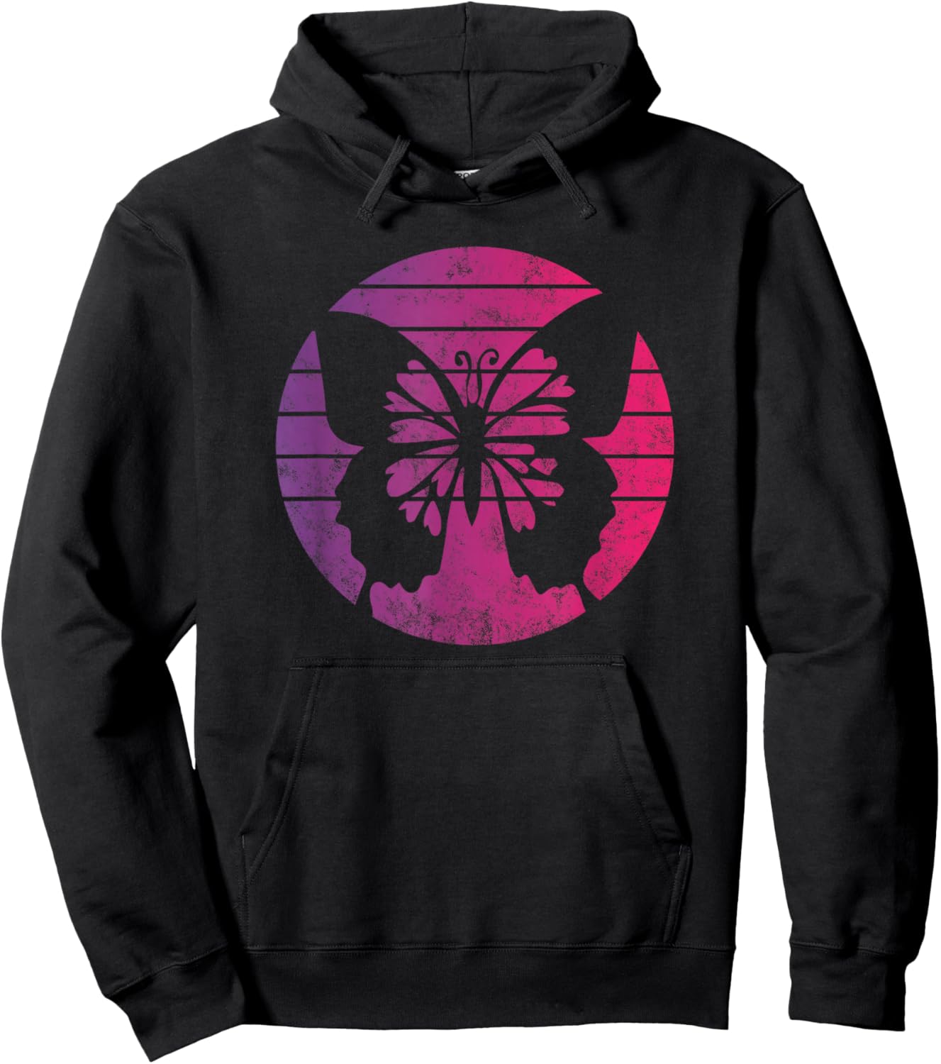 Butterfly Retro Style Vintage Hoodie - Hoodie | Black