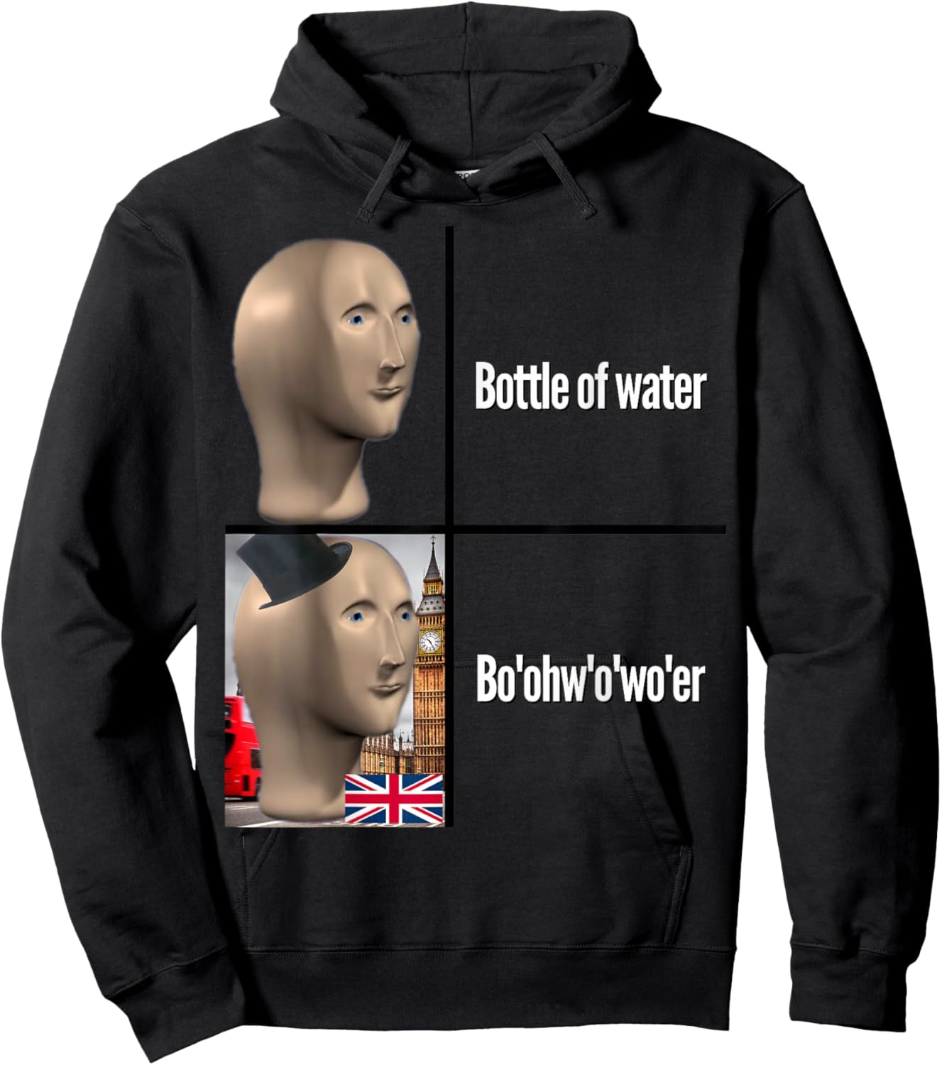 British People Accent Bottle of Water Dank Meme Boohwowoer Hoodie - Hoodie | Black