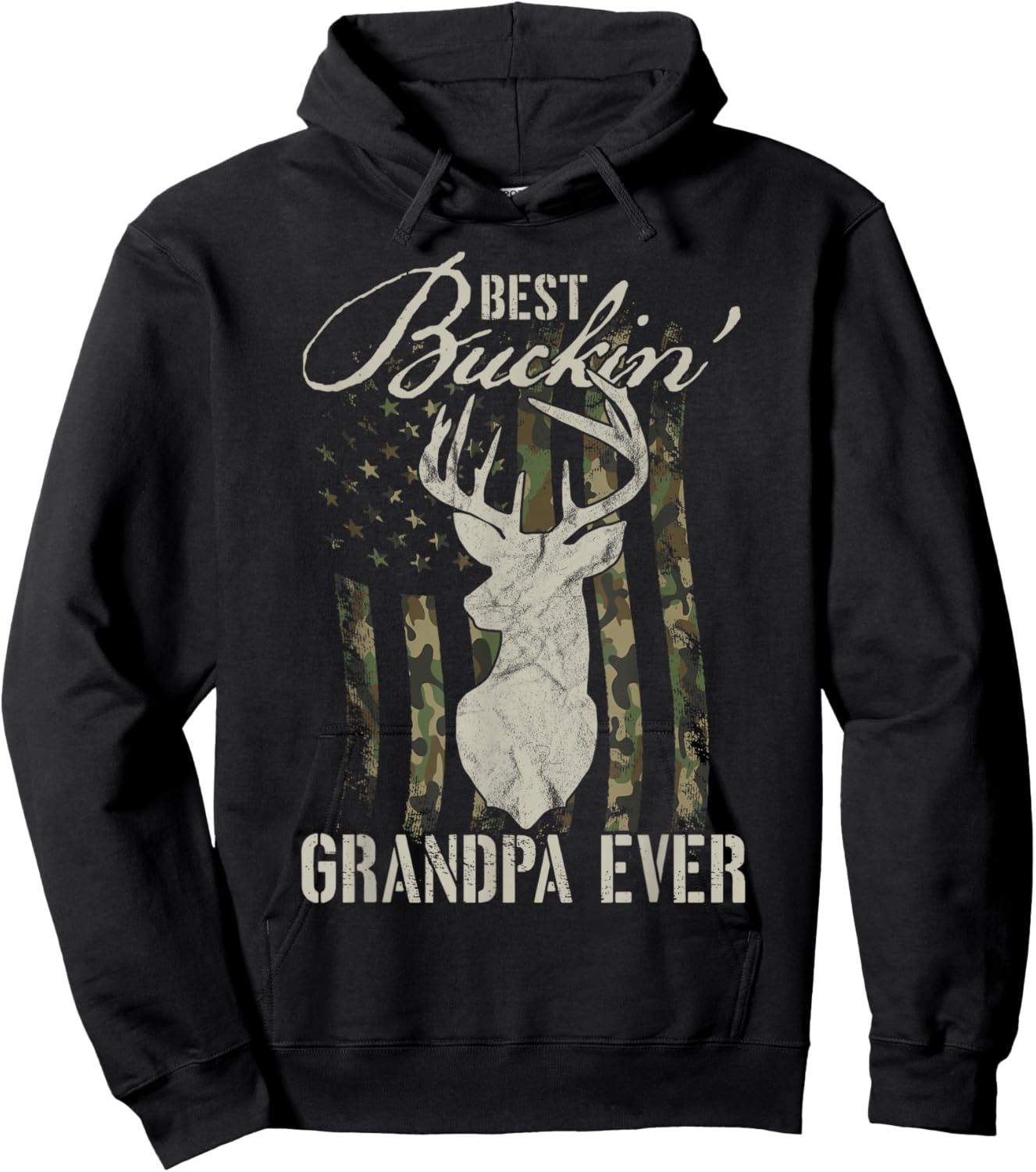 Best Buckin' Grandpa Ever Hunter Camouflage Camo Fathers Day Hoodie - Hoodie | Black