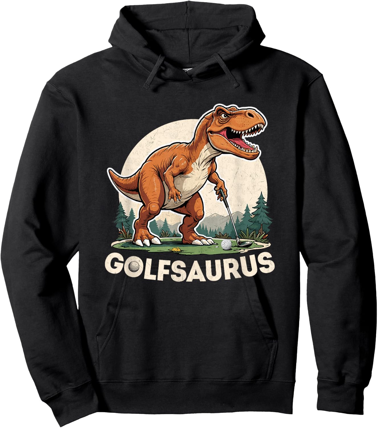 Golf Dinosaur Golfer T-Rex Playing Golf Dino Golfing Hoodie - Hoodie | Black