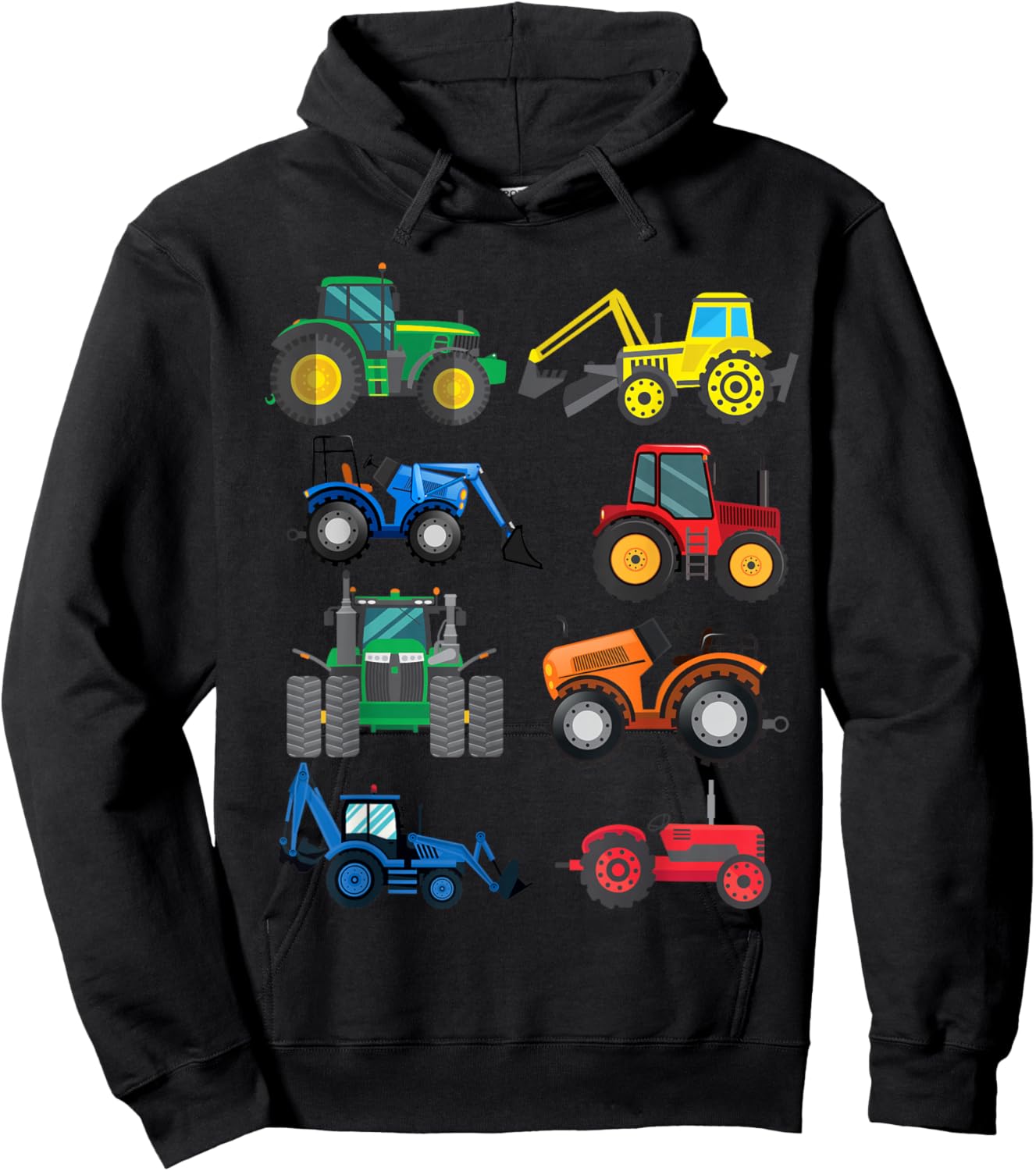 Tractor with Tractors, Agricultural Machinery, Combine Harvester, Boys Hoodie - Hoodie | Black