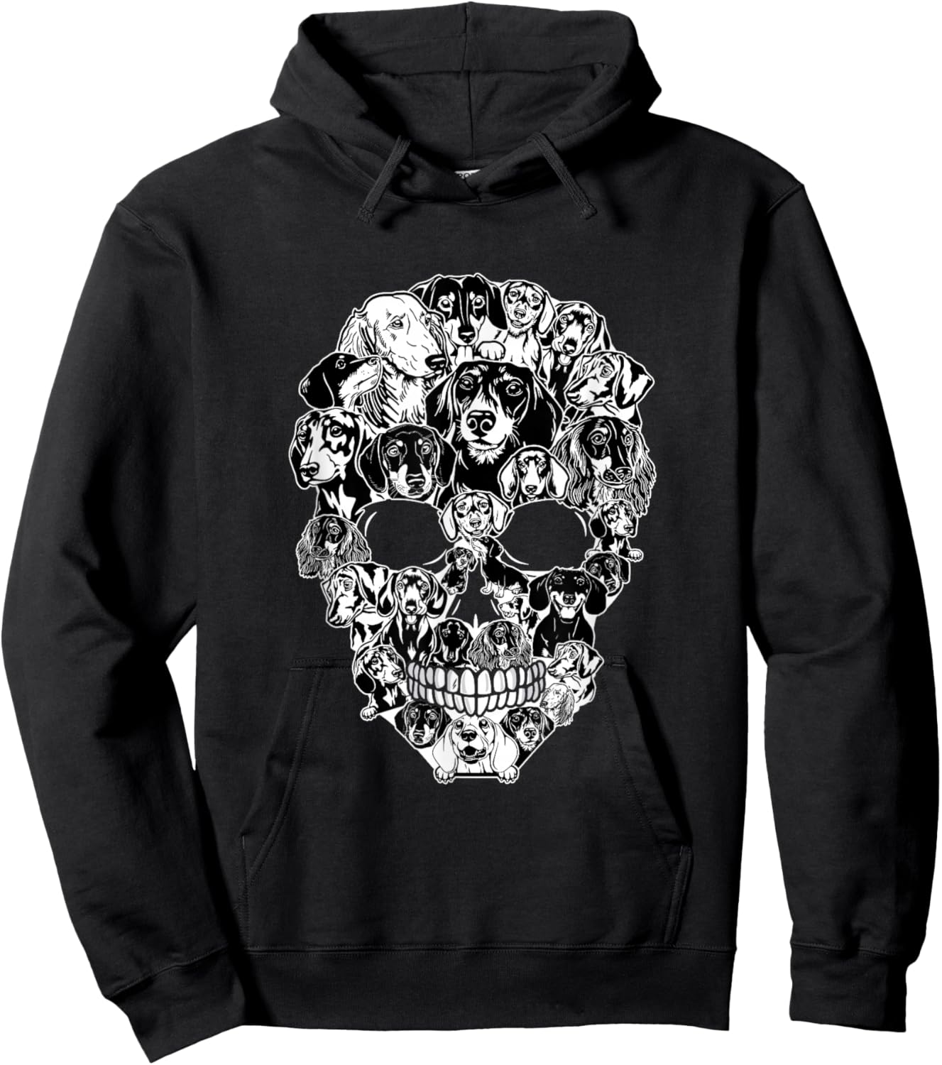 Funny Dachshund Skull Dog Skeleton Halloween Men Women Kids Hoodie - Hoodie | Black