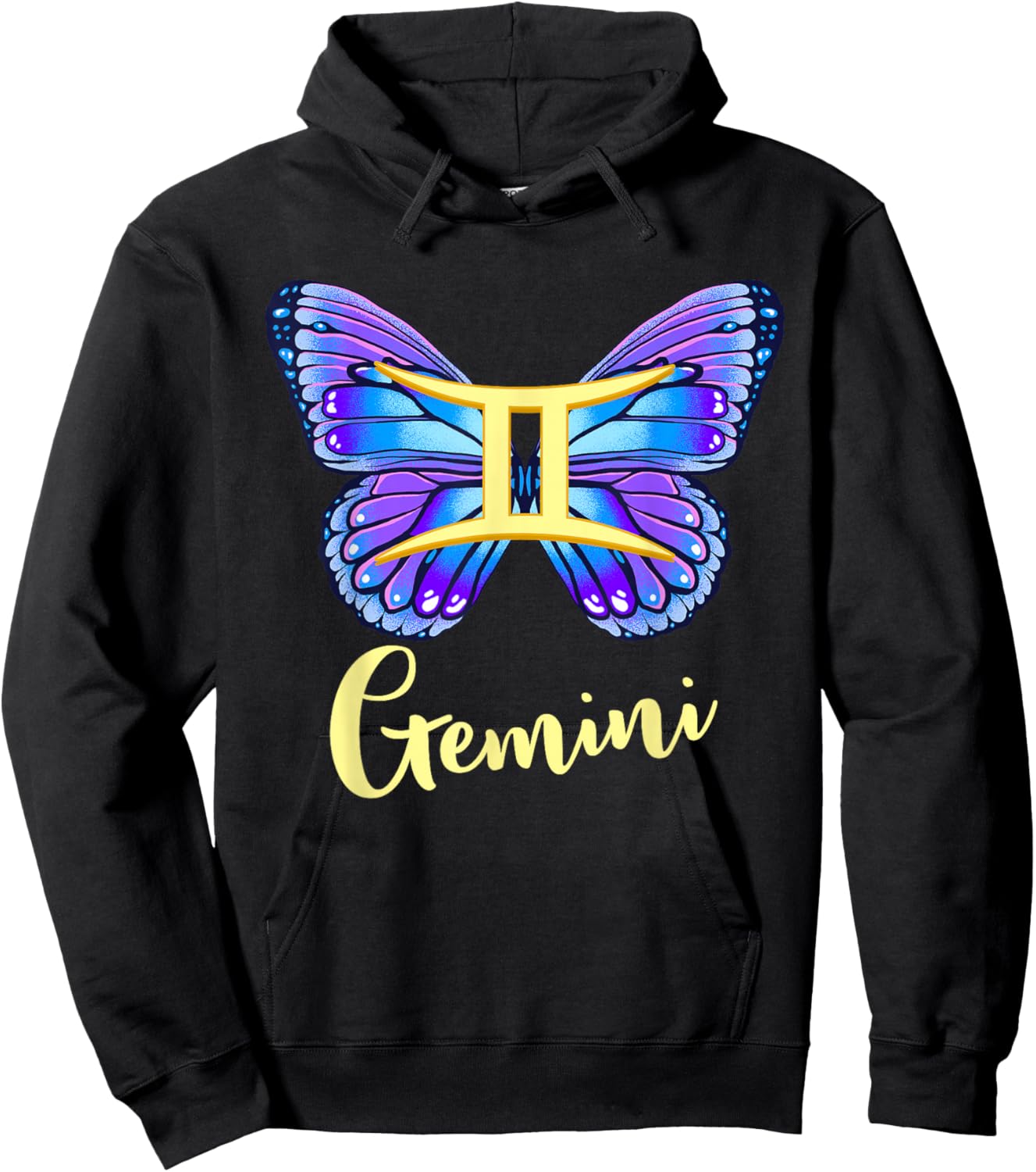 Gemini Butterfly Zodiac Sign of Butterfly Wings Hoodie - Hoodie | Black