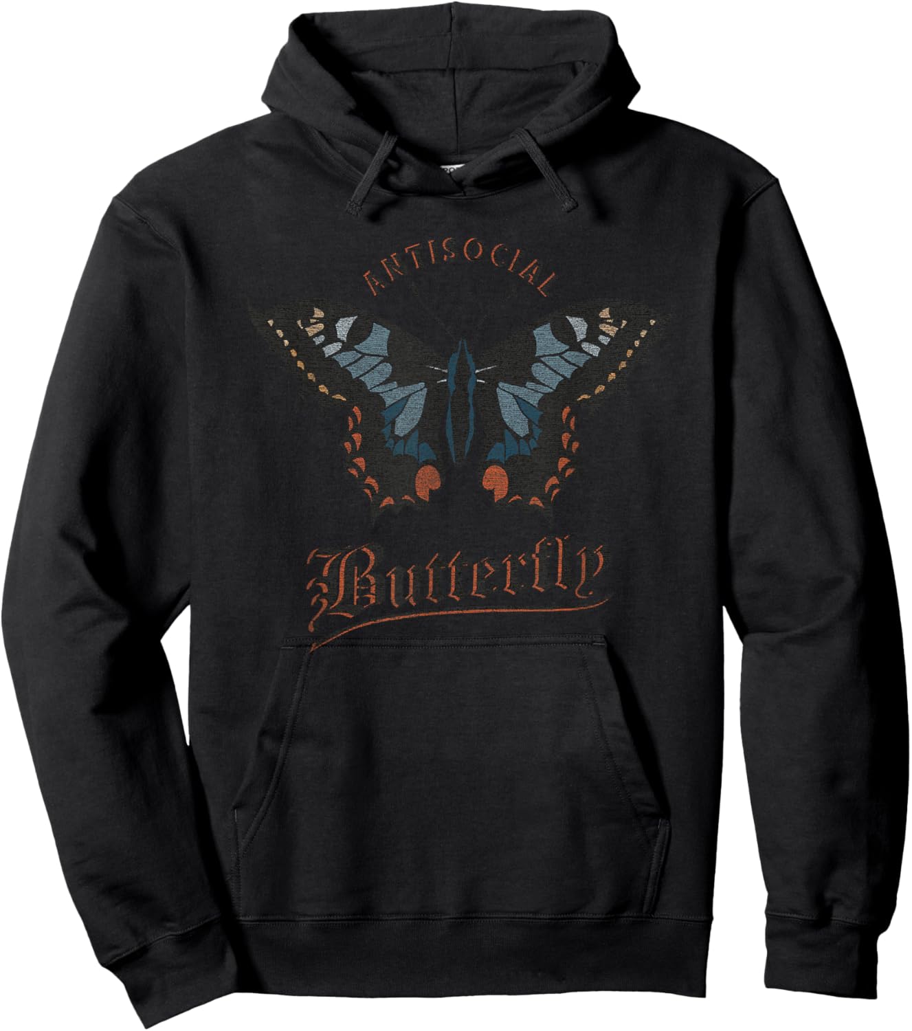 Antisocial Butterfly Grunge Fairycore Aesthetic Introvert Hoodie - Hoodie | Black