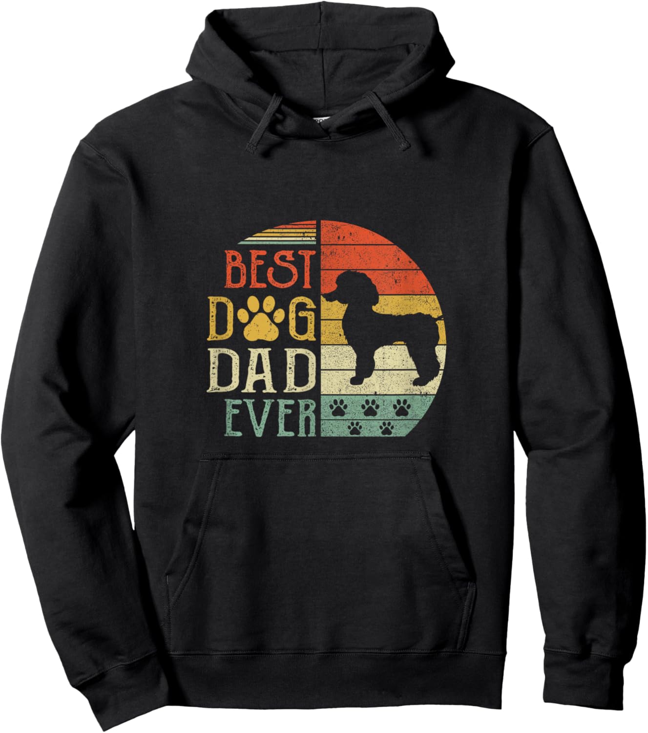 Poodle Best Dog Dad Ever Vintage Father'S Day Retro Hoodie - Hoodie | Black