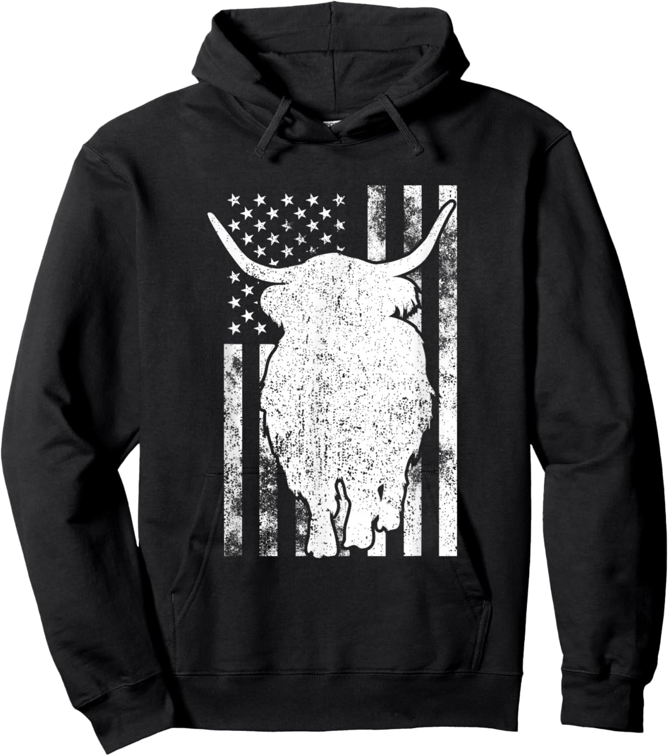American Flag - Scottish Highland Cow For Cattle Farmer Hoodie - Hoodie | Black