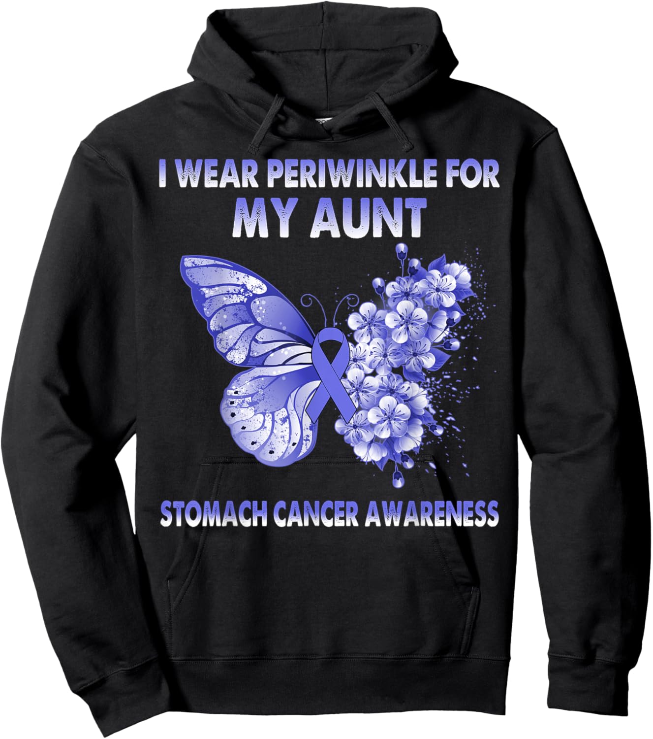 Butterfly I Wear Periwinkle For My Aunt Stomach Cancer Hoodie - Hoodie | Black