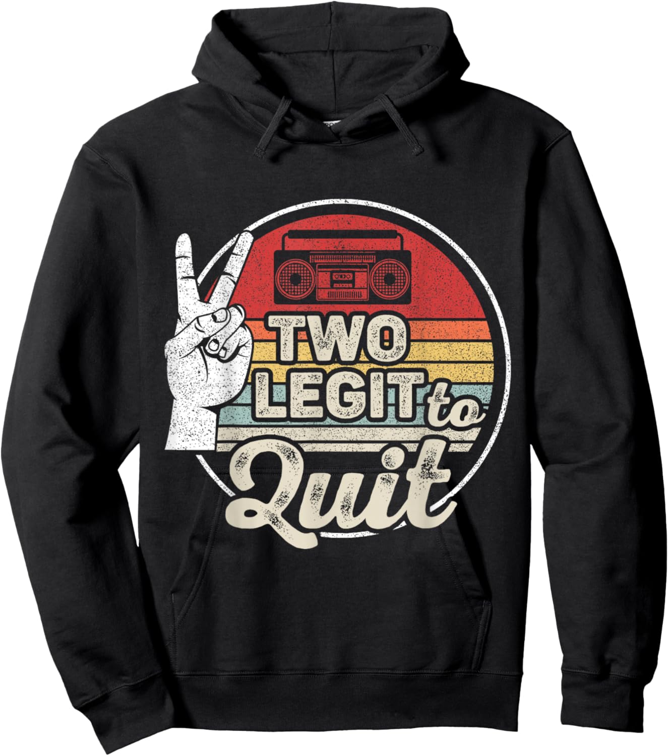 Retro Vintage 2nd Birthday Hip Hop Theme Two Legit To Quit Hoodie - Hoodie | Black