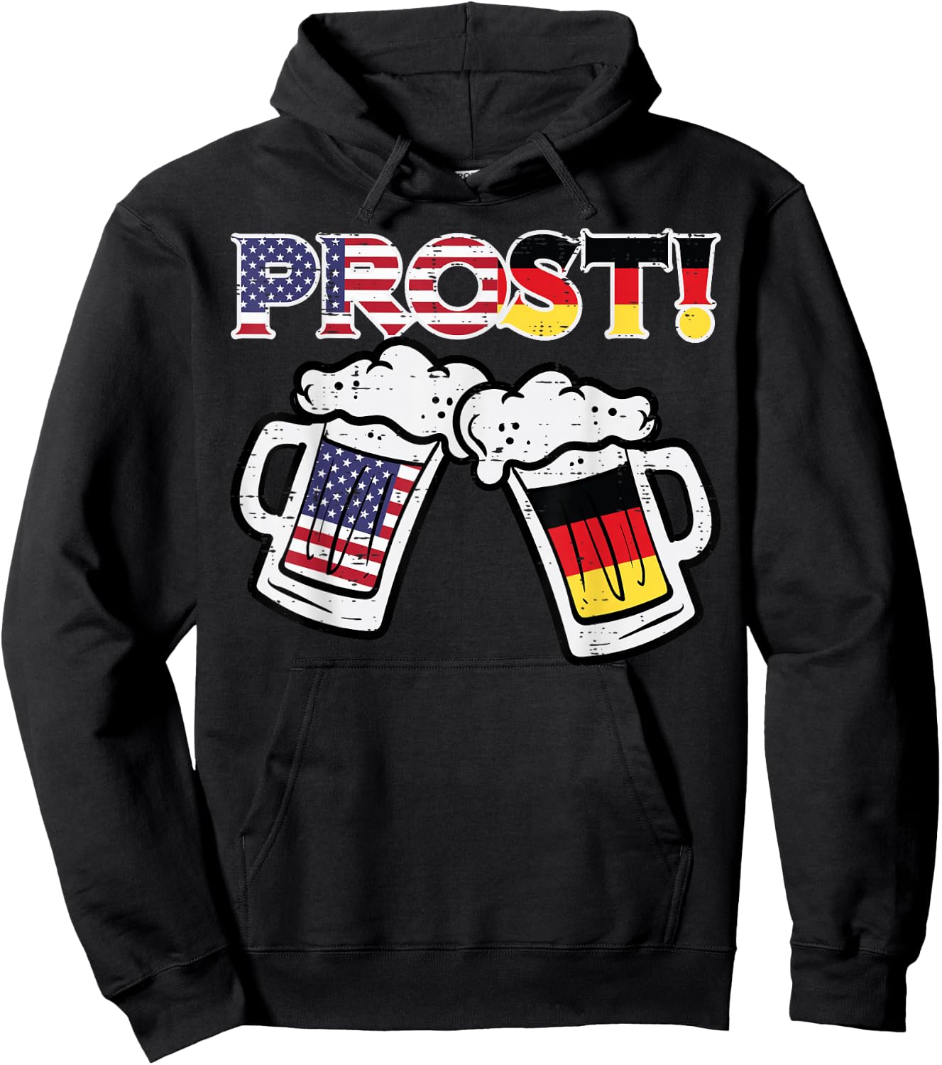 Oktoberfest US German Flag Mug Prost Bavarian Dad Men Women Hoodie - Hoodie | Black