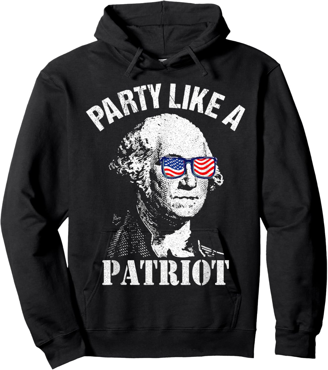 Party Like A Patriot Washington USA Flag Funny 4th of July Hoodie - Hoodie | Black