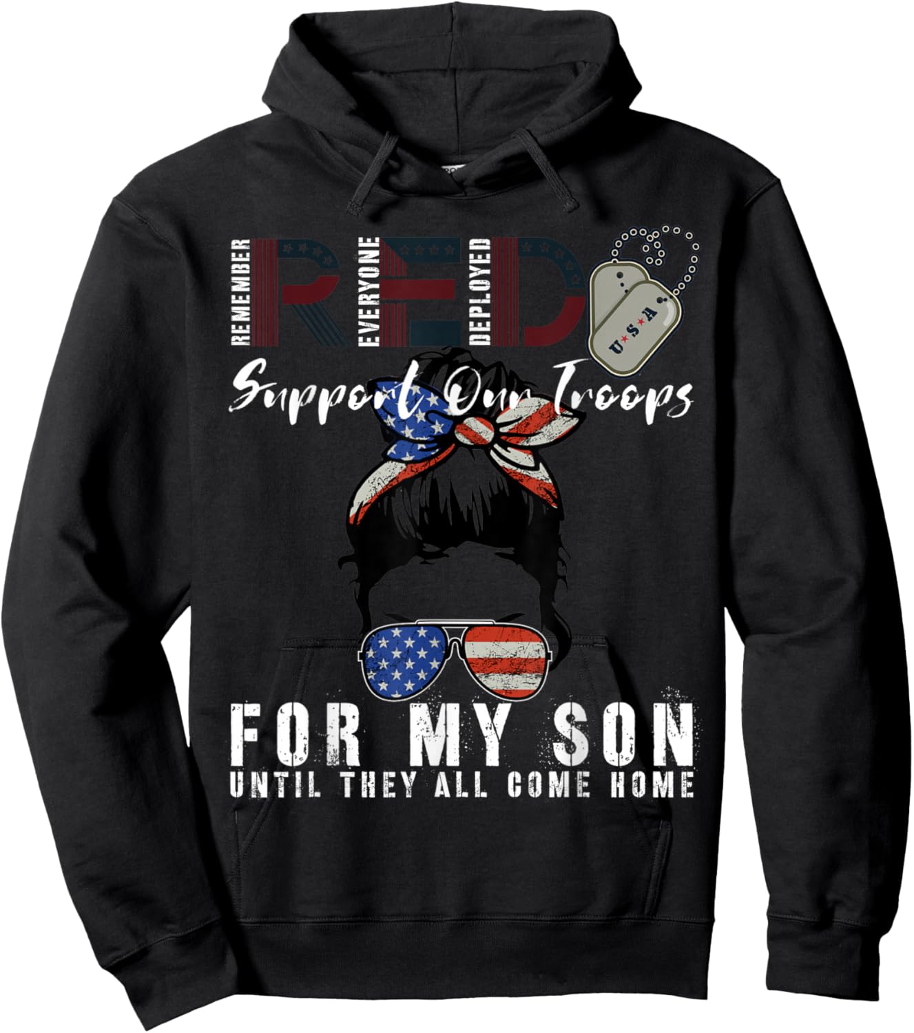 Red Friday Military I Wear Red for My Son Remember Everyone Hoodie - Hoodie | Black