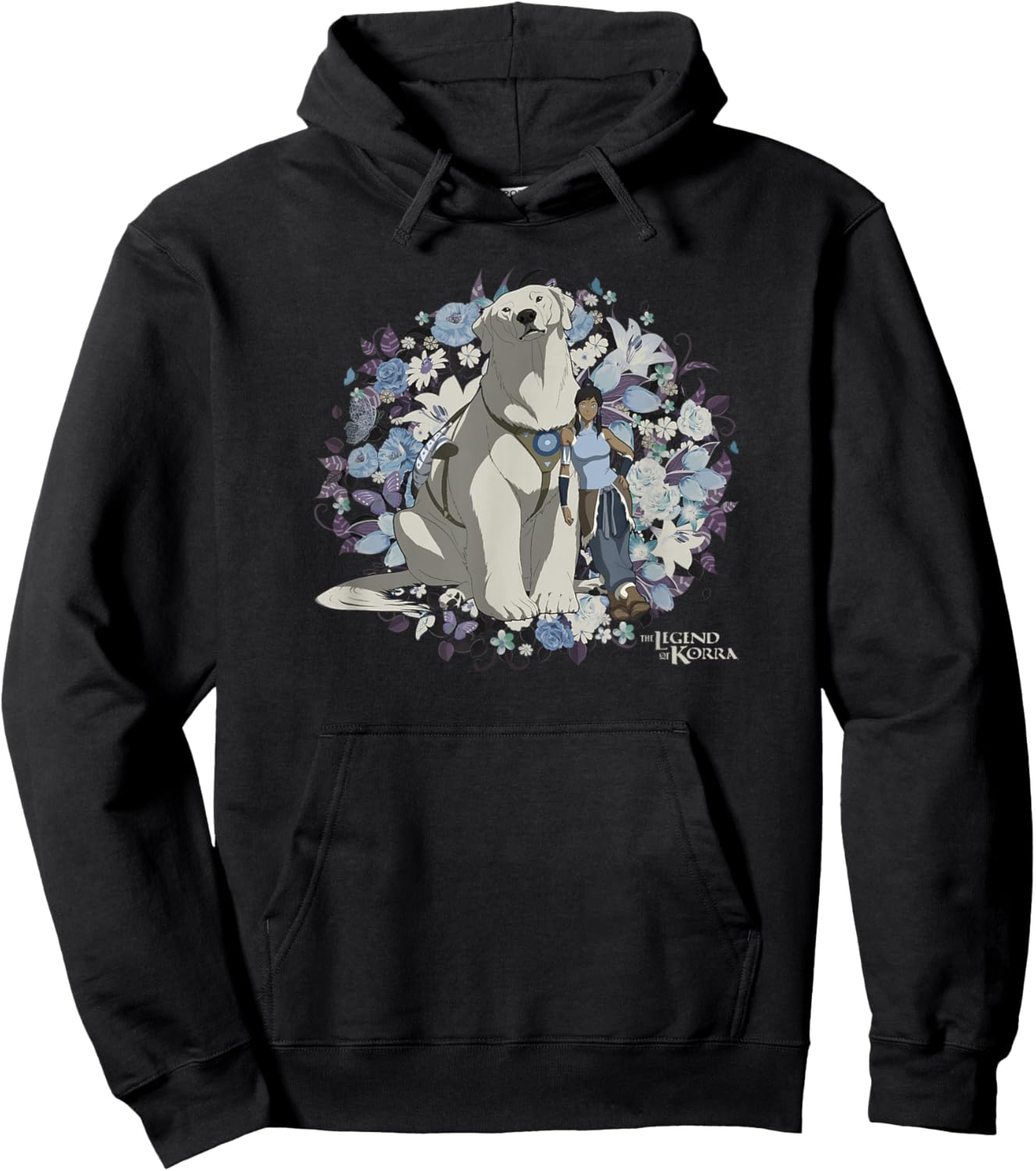 The Legend Of Korra Naga And Korra Floral Hoodie - Hoodie | Black
