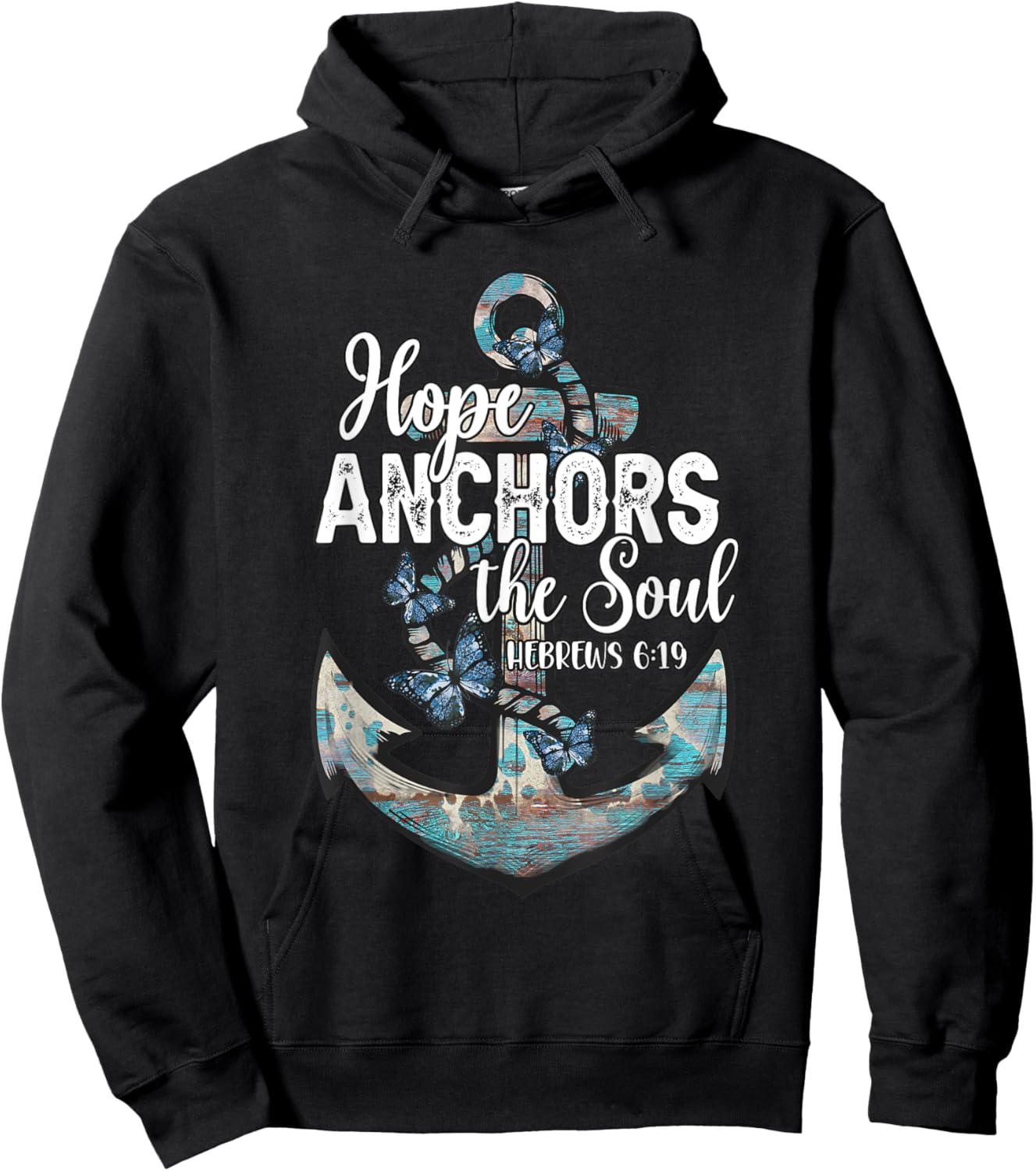 Christian Faith Hope Anchors The Soul Hebrews 6:19 Cross Hoodie - Hoodie | Black