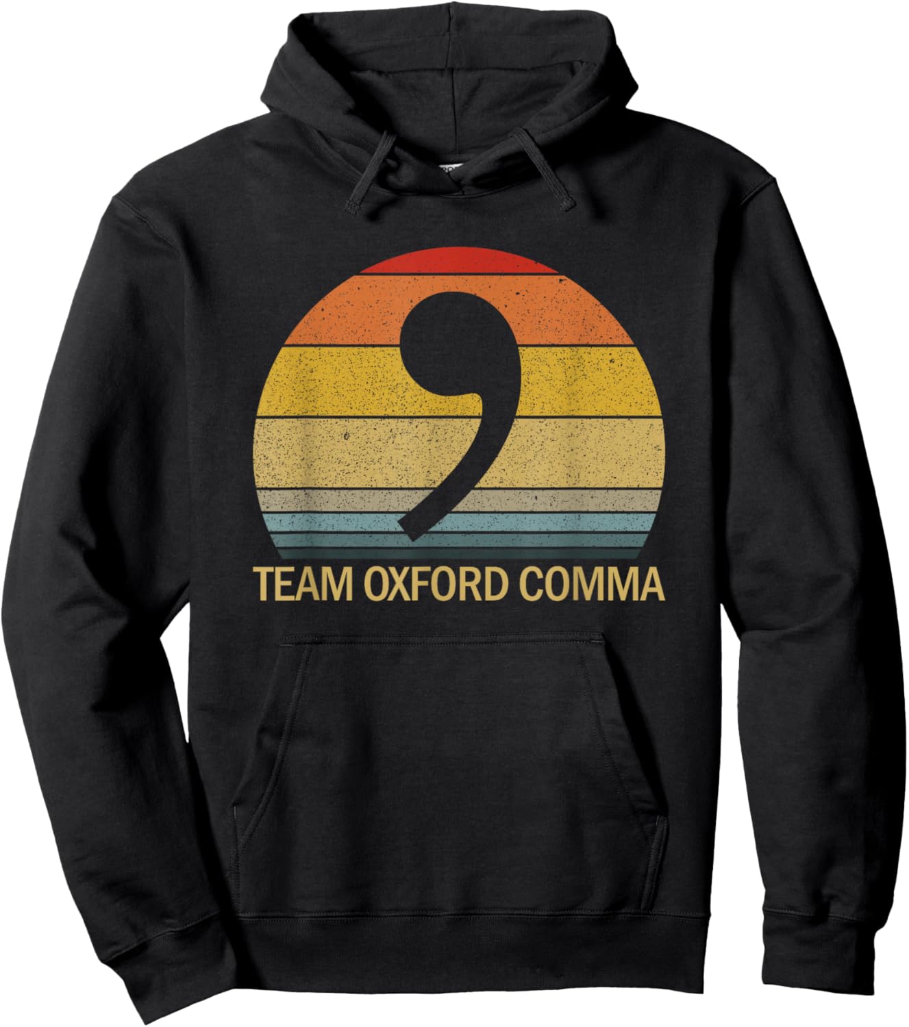 Team Oxford Comma Retro Sunset Team Oxford Comma Hoodie - Hoodie | Black