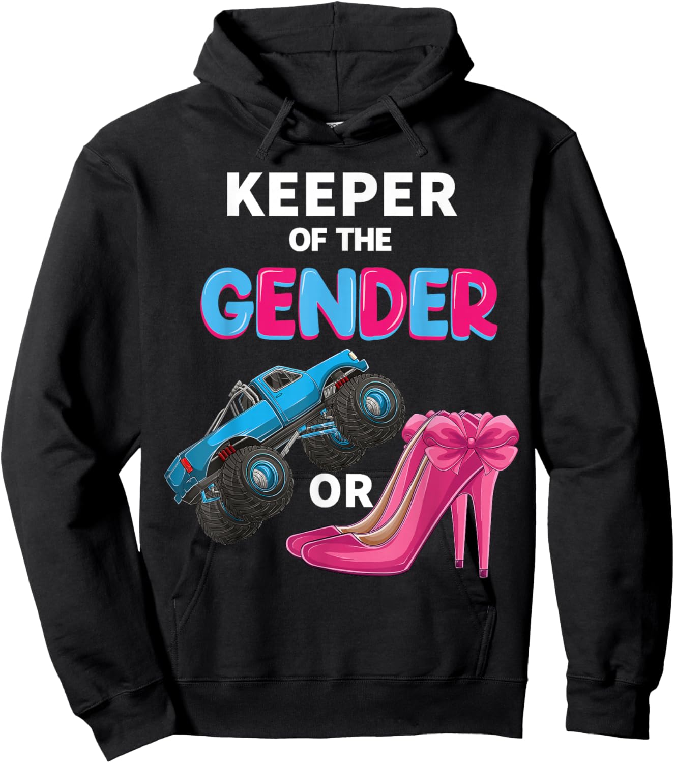 Keeper of the Gender wheels or Heels cute Reveal Baby Shower Hoodie - Hoodie | Black