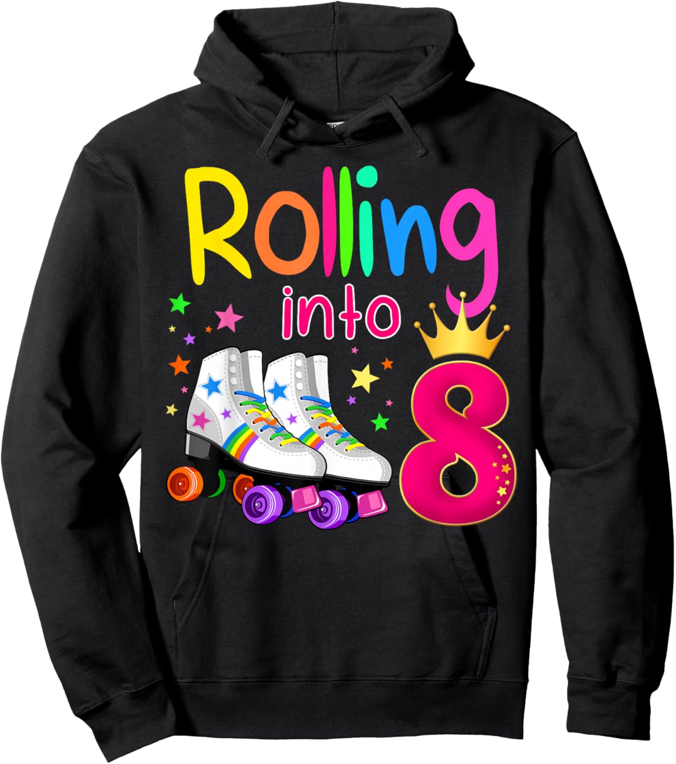 Rolling Into 8 Roller Skater 8th Birthday 8 years old B-day Hoodie - Hoodie | Black