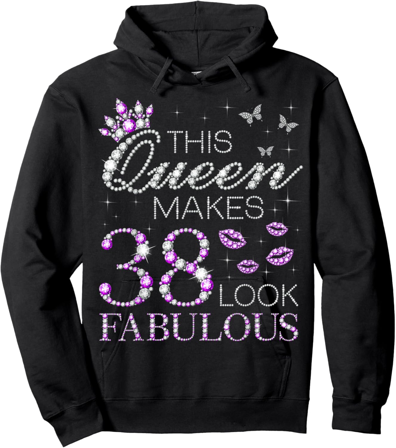 This Queen Makes 38 Look Fabulous 38th Birthday Purple Style Hoodie - Hoodie | Black