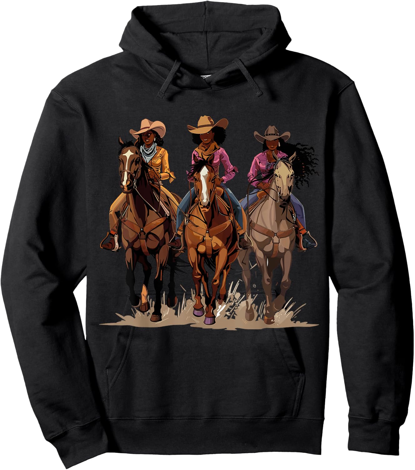 Black African American Cowgirl Western Country Texas Rodeo Hoodie - Hoodie | Black