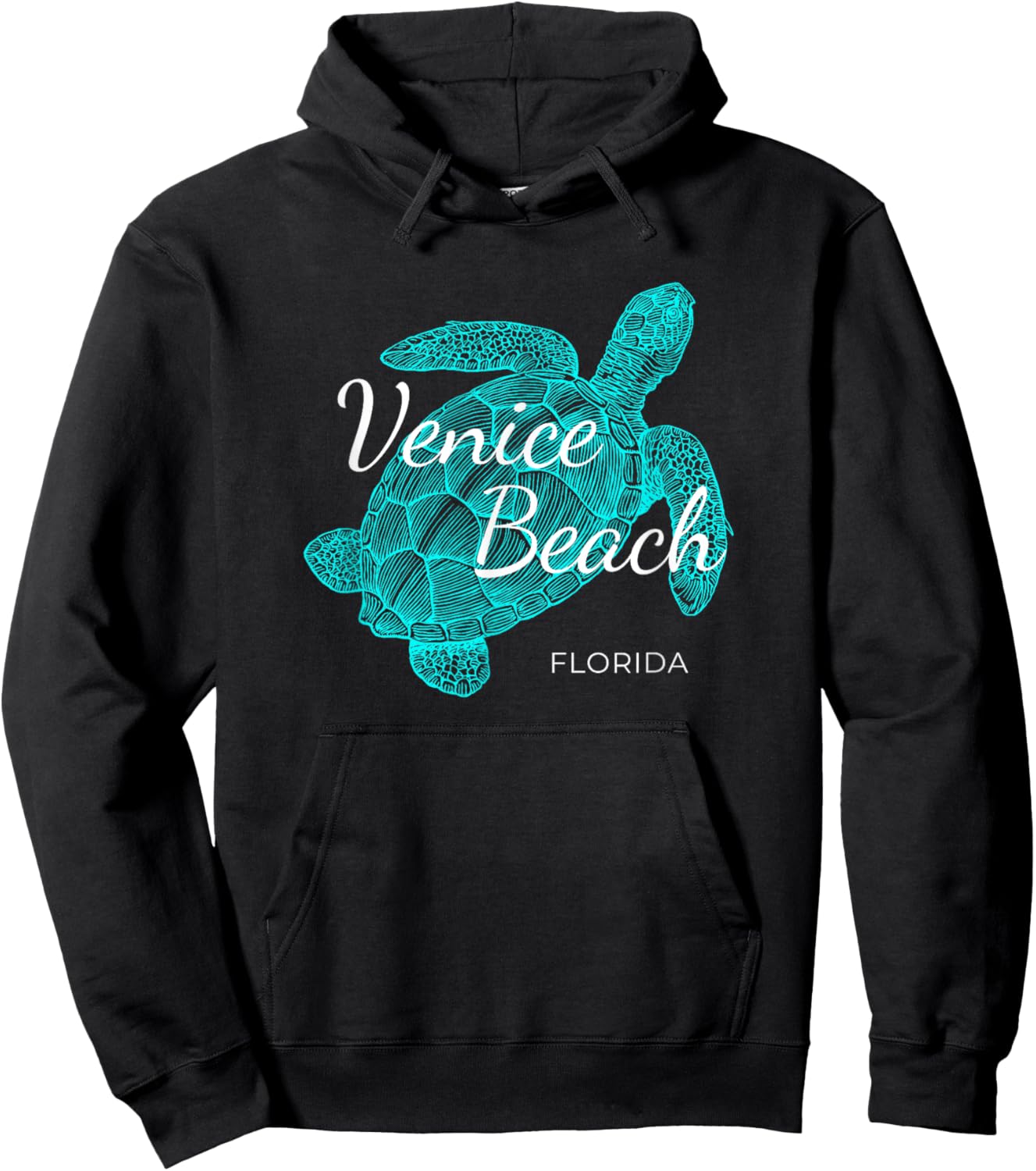 Venice Beach Florida with a Turtle Women Girls Kids Hoodie - Hoodie | Black