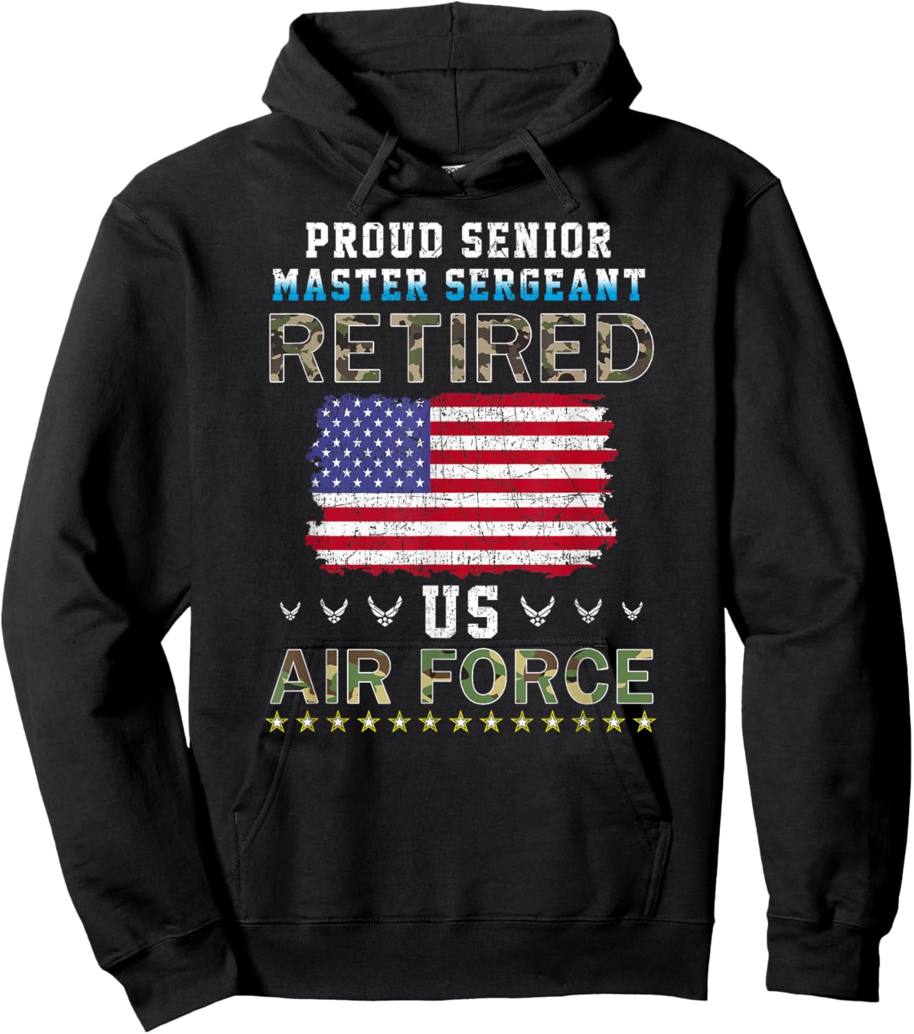 Proud Senior Master Sergeant Retired Air Force Retirement Hoodie - Hoodie | Black