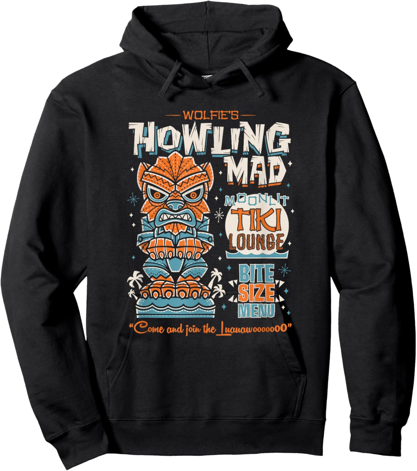 Wolf Man Creepy Cute Tiki Lounge - Vacation Surf Monster Hoodie - Hoodie | Black