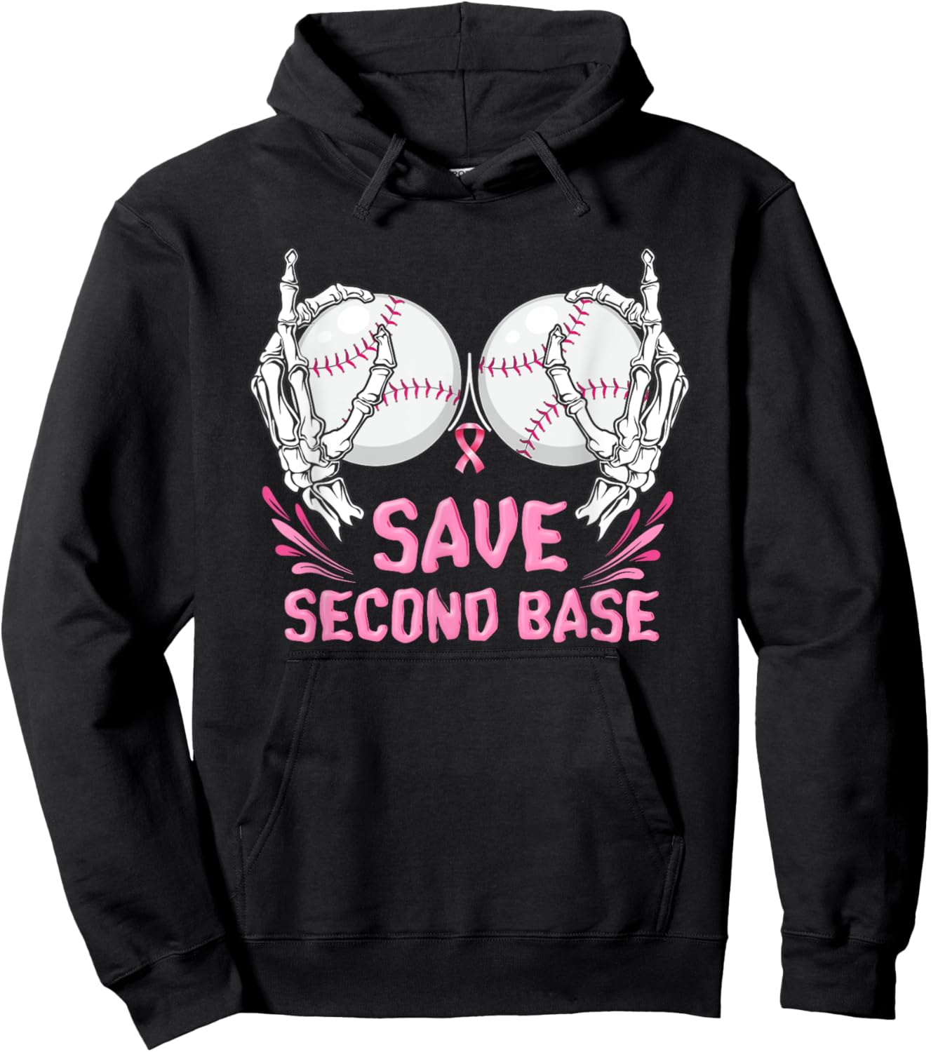 Save Baseball Boobs Softball Funny Breast Cancer Hoodie - Hoodie | Black