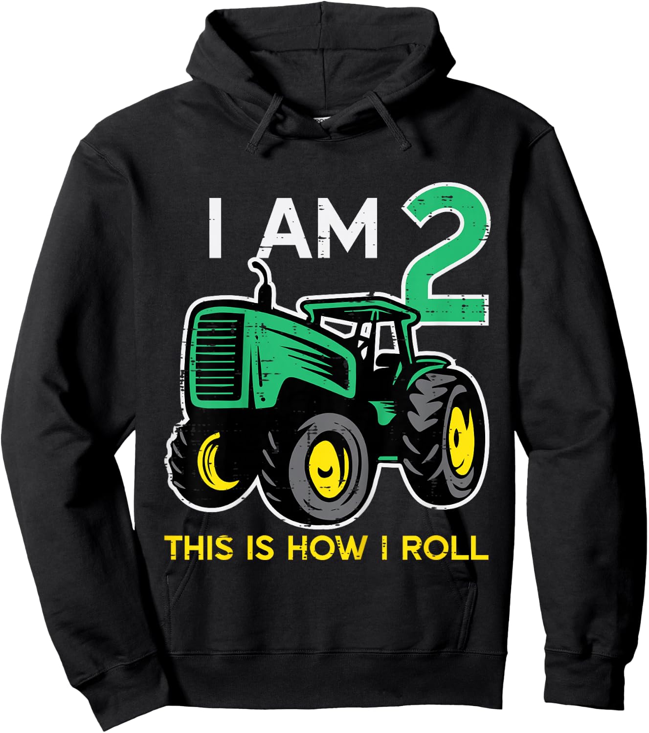 Kids 2nd Birthday Tractor I Am 2 Years Old Farm Truck Boys Kids Hoodie - Hoodie | Black
