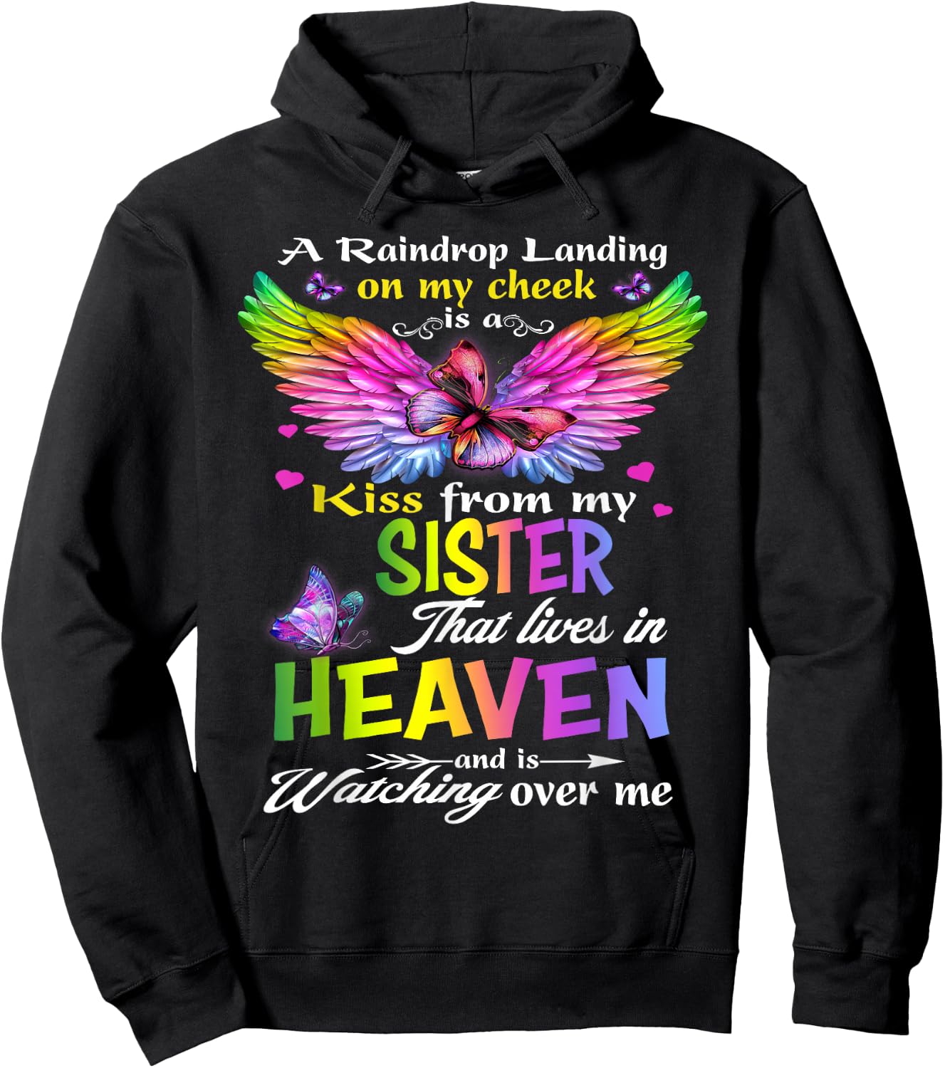 Missing My Sister My Angel In Heaven Memories, Lost Sister Hoodie - Hoodie | Black