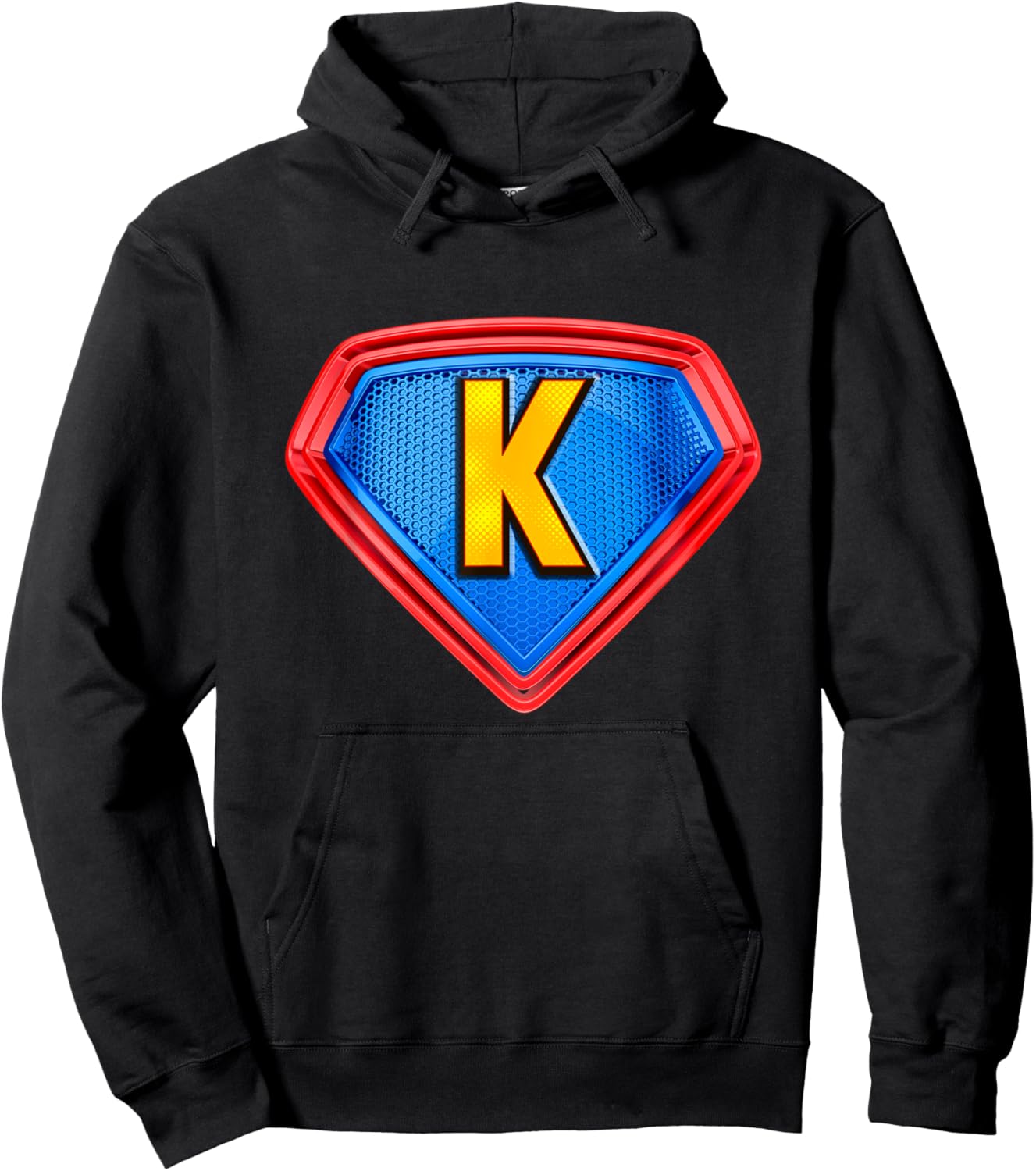 Cool Super K Alphabet Cute Initial Monogram Letter K Graphic Hoodie - Hoodie | Black