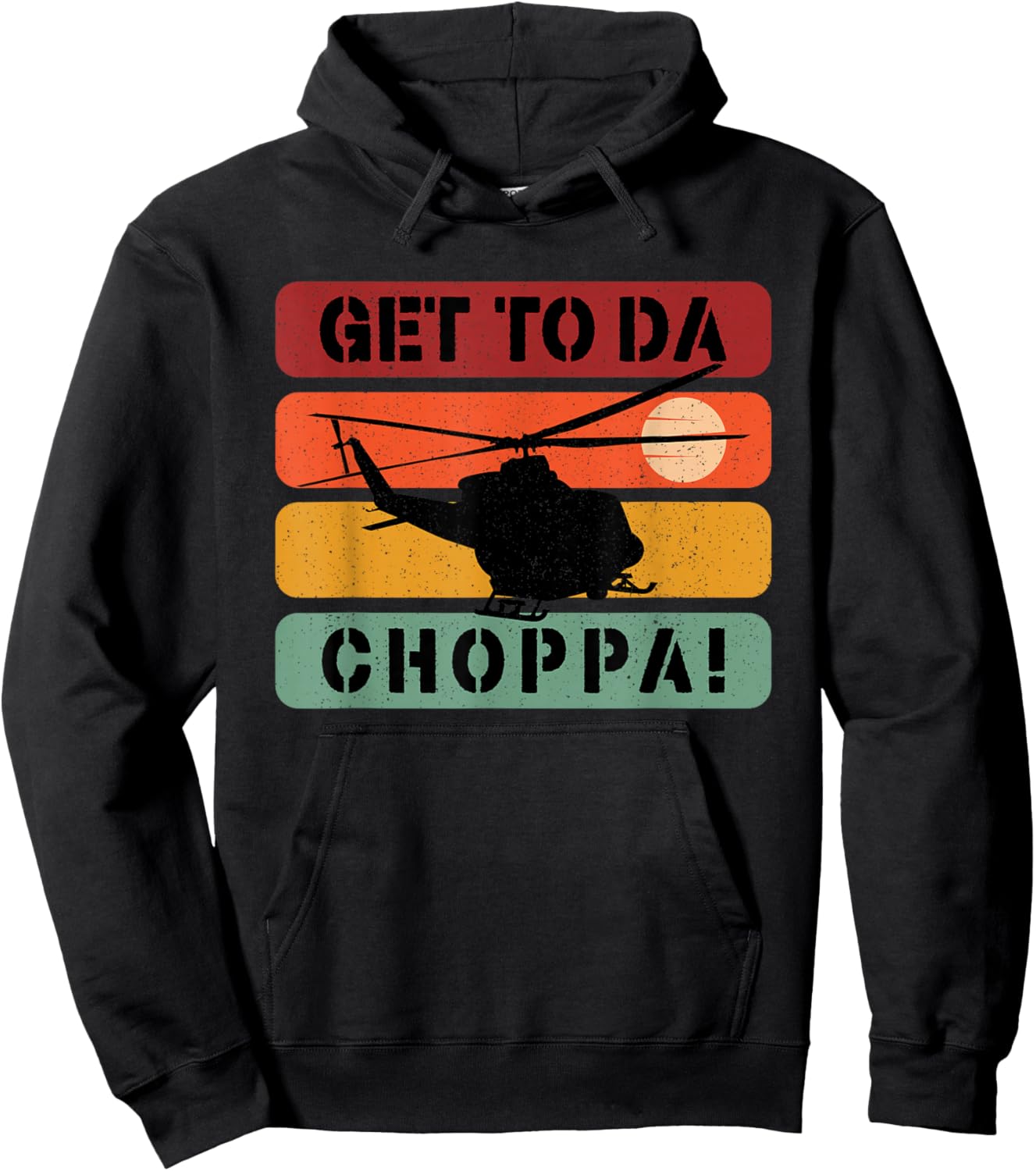 Get To Da Choppa Apparel Black Retro Movie Quote - -Adults, Small, Short Sleeve Hoodie - Hoodie | Black