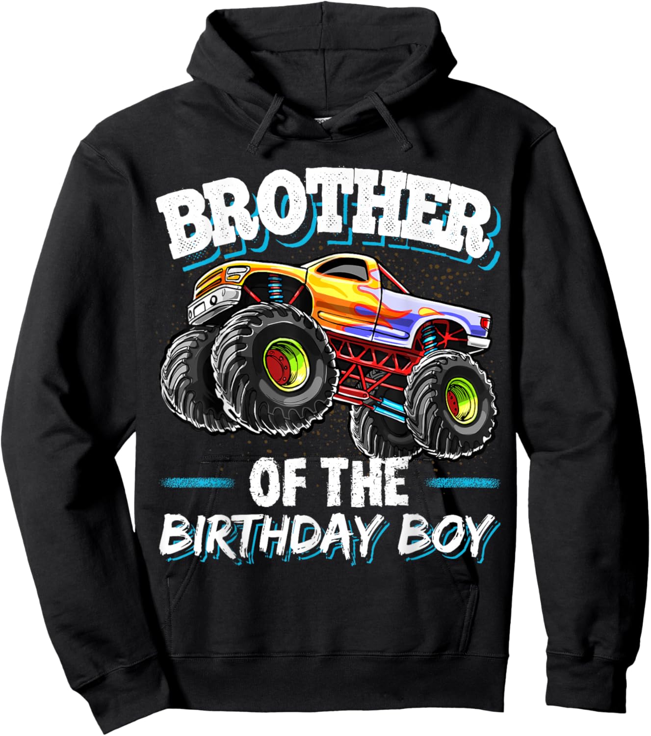 Brother of the Birthday Boy Monster Truck Birthday Hoodie - Hoodie | Black