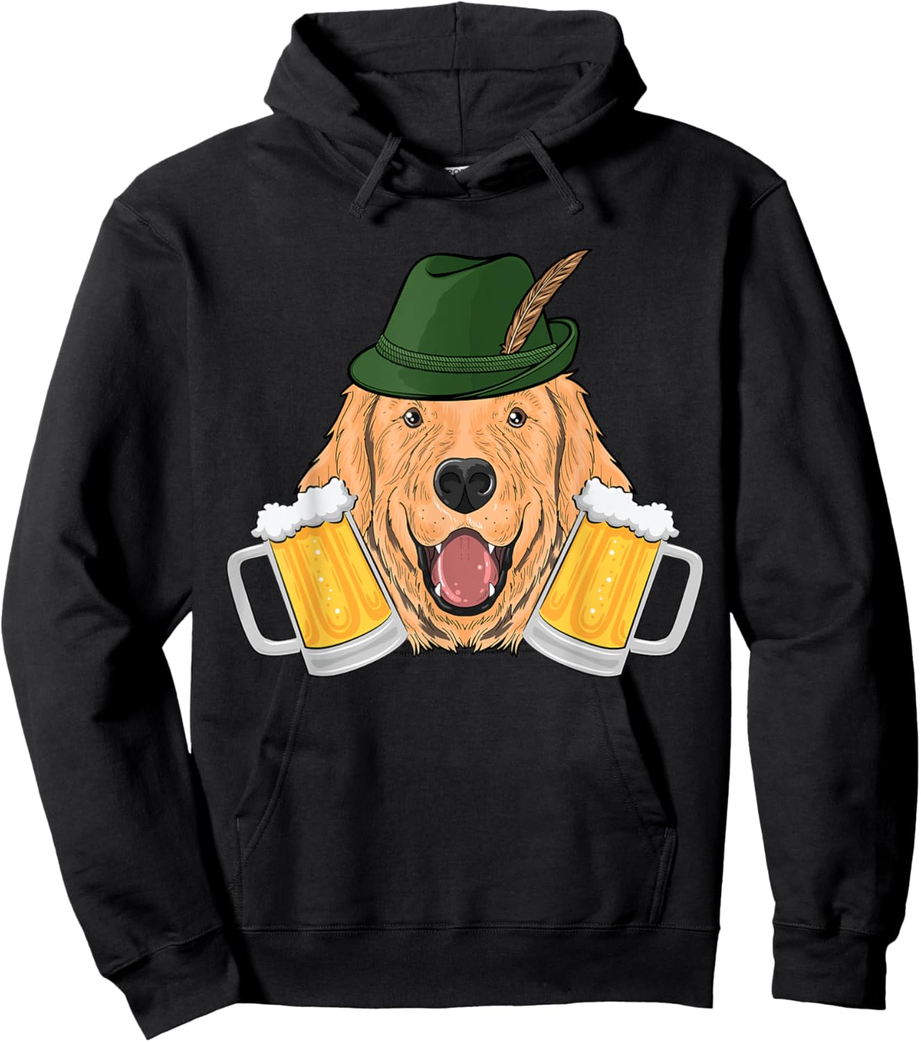 Golden Retriever Dog Oktoberfest Cute Puppy German Bavarian Hoodie - Hoodie | Black
