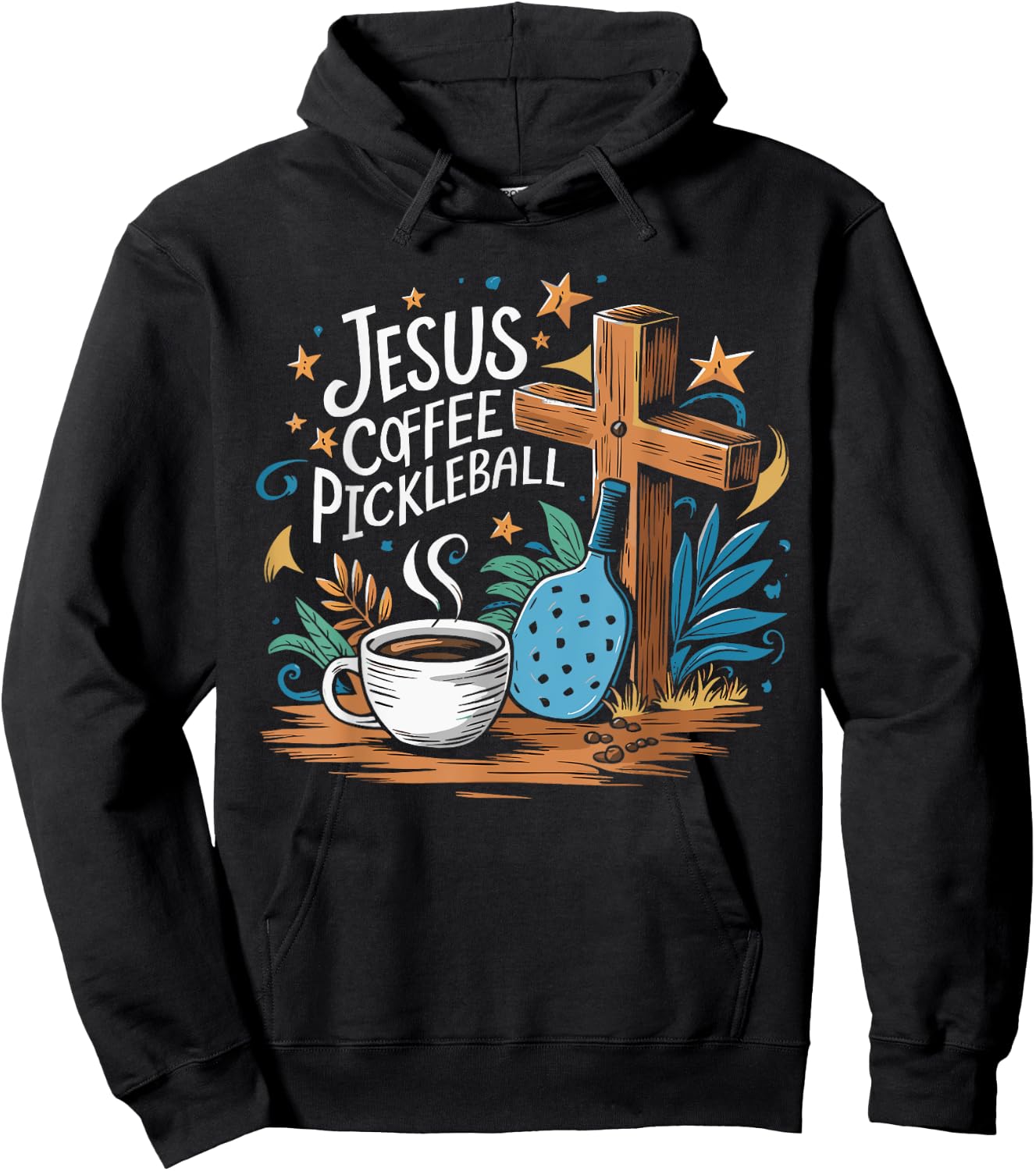 Jesus Coffee Pickleball Hoodie - Hoodie | Black