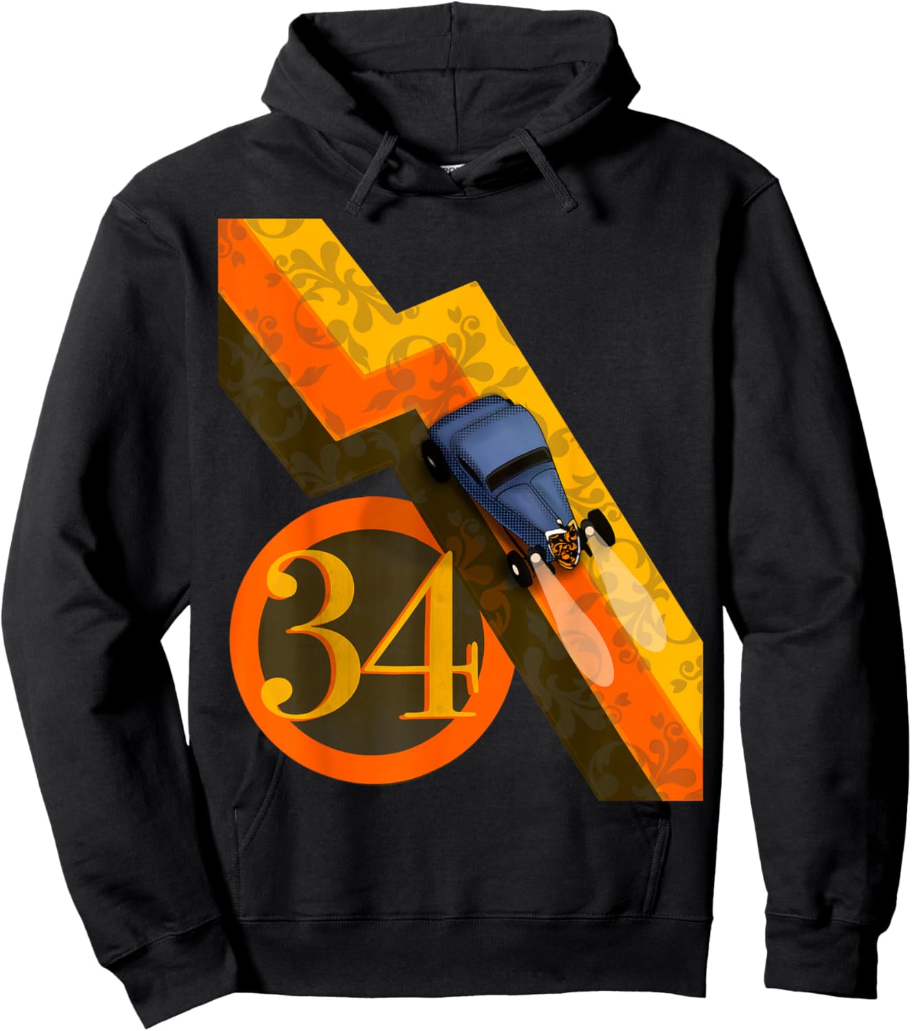 lensesandwheels 1934 Hot Rod Coupe Racing Number 34 Hoodie - Hoodie | Black