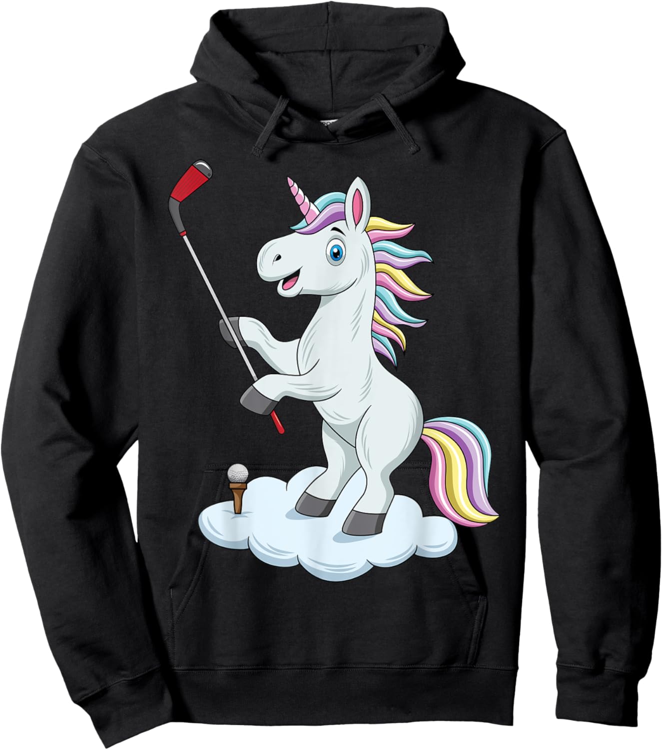 Cute Unicorn Golfing Unicorn Golf Unicorn Playing Golf Hoodie - Hoodie | Black