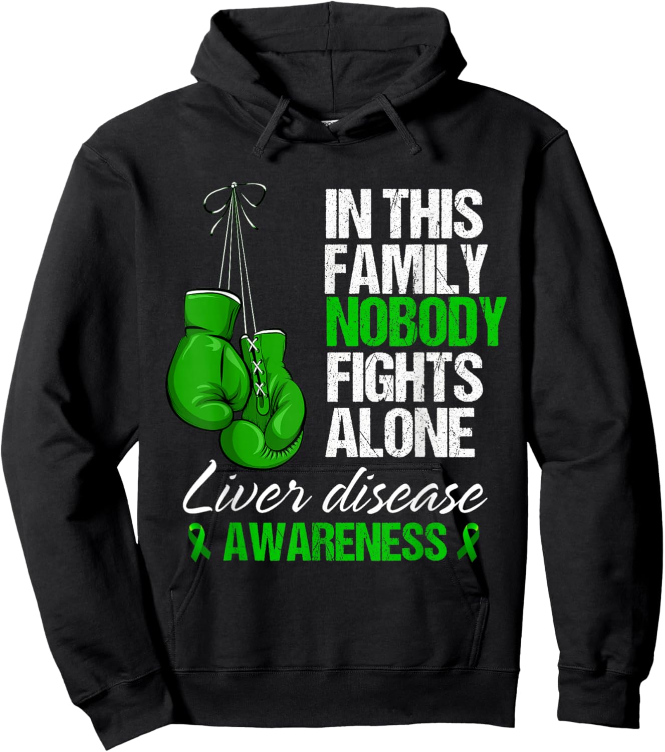 In This Family Nobody Fights Alone Liver Disease Awareness Hoodie - Hoodie | Black