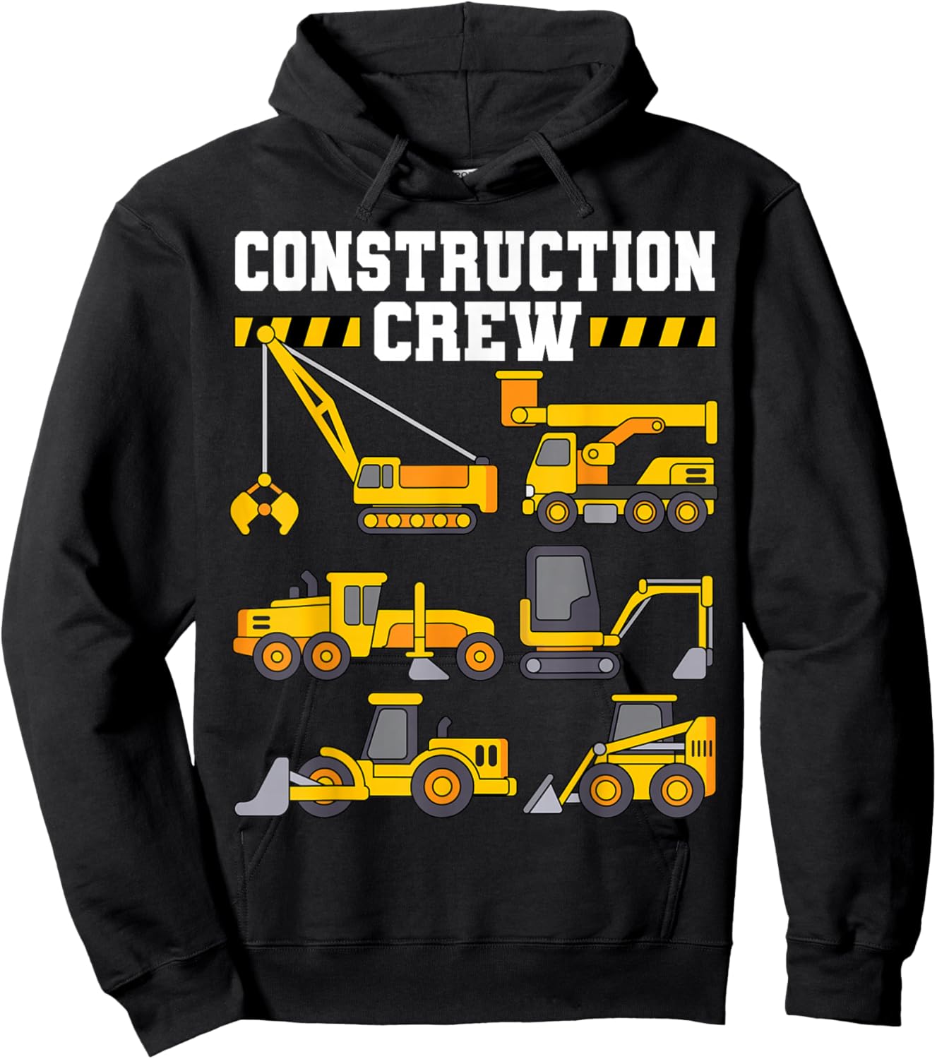 Construction Crew Worker Excavator Shirt Toddler Boys Girls Hoodie - Hoodie | Black