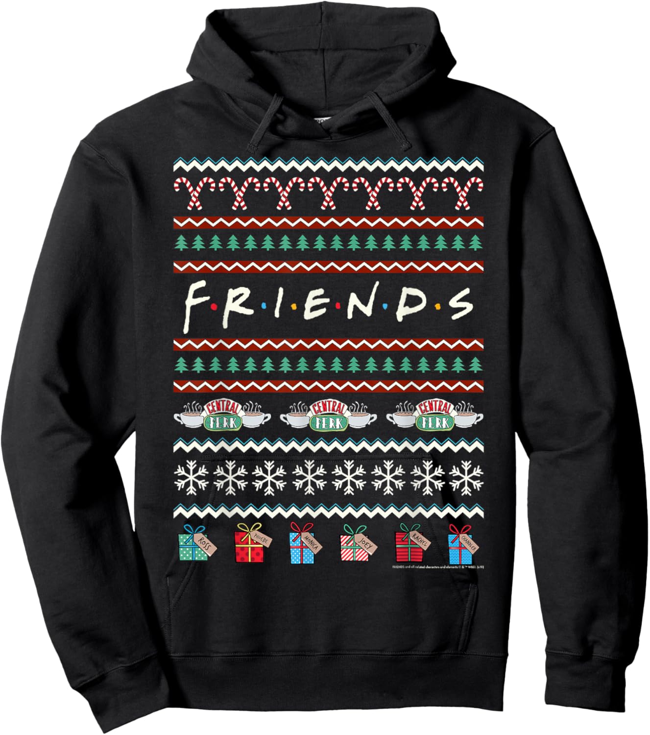 Friends Christmas Logo Ugly Sweater Style Hoodie - Hoodie | Black