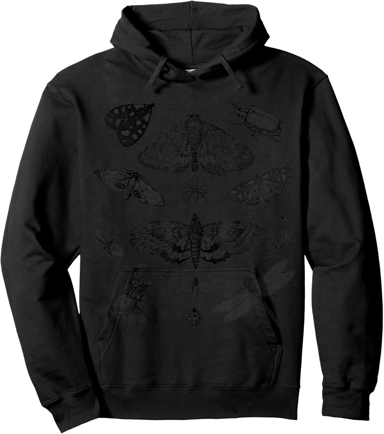 Insect Bug Collection Vintage Moth Beetle Dragonfly Hoodie - Hoodie | Black