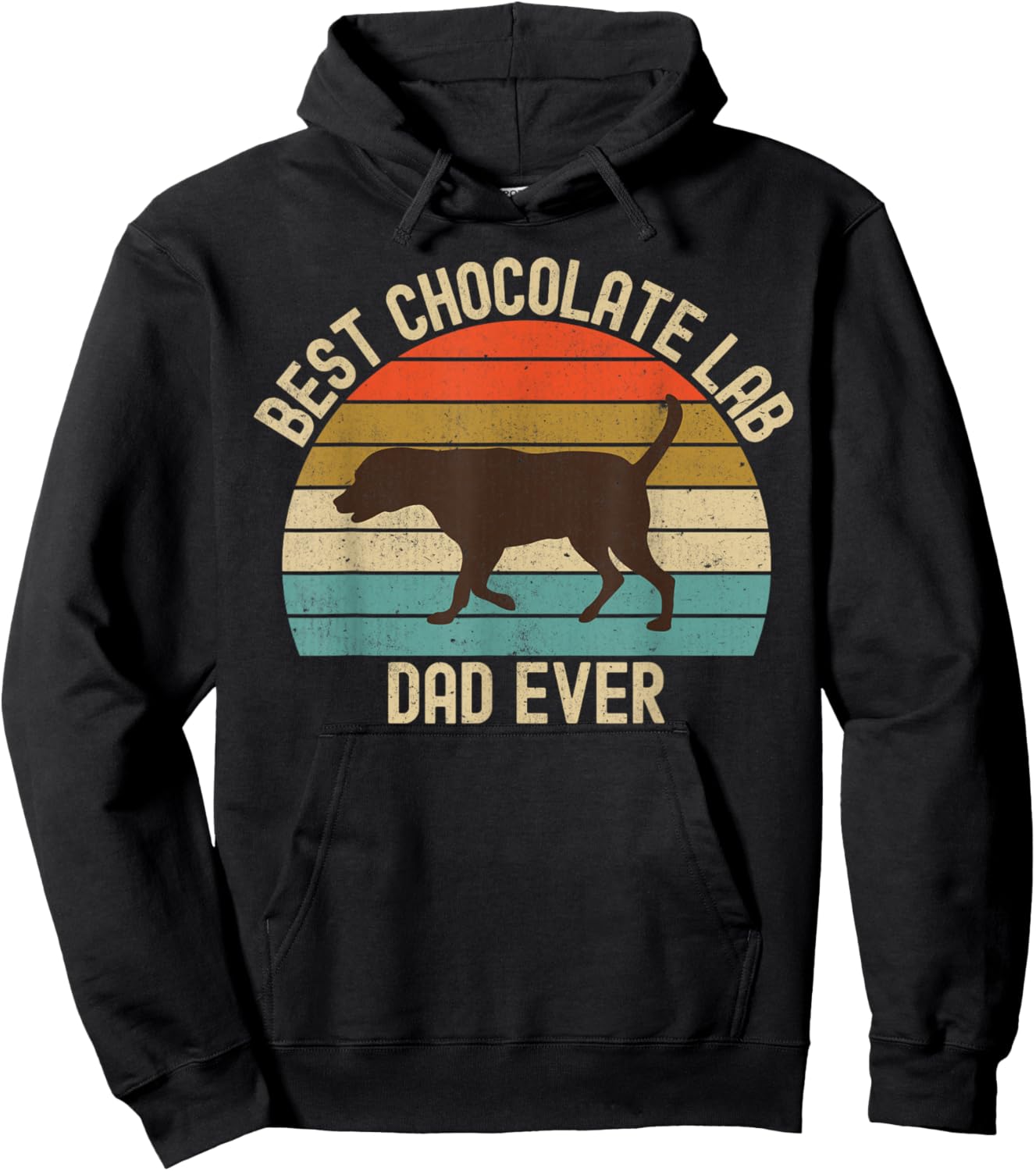Vintage Retro Best Chocolate Lab Dad Ever Labrador Retriever Hoodie - Hoodie | Black