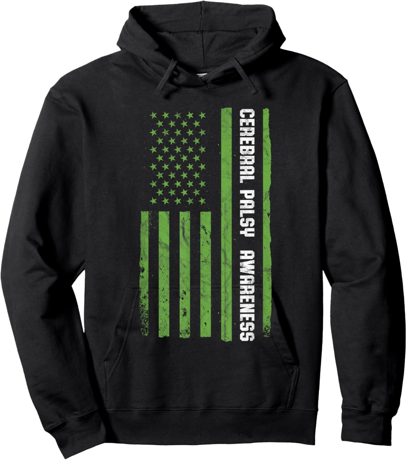 Cerebral Palsy Awareness Month American Flag CP Hoodie - Hoodie | Black