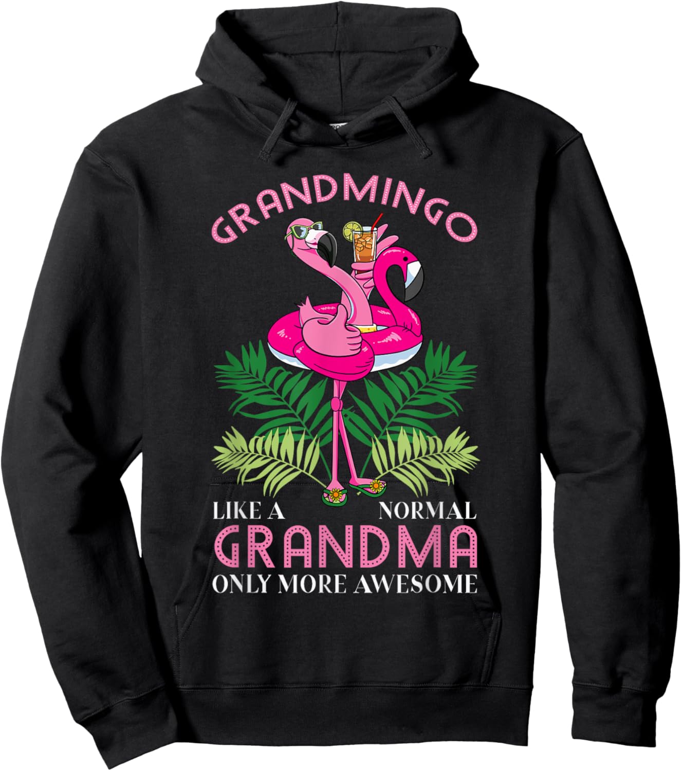Grandmingo Grandmother Flamingo Lover Gramma Grandma Granny Hoodie - Hoodie | Black